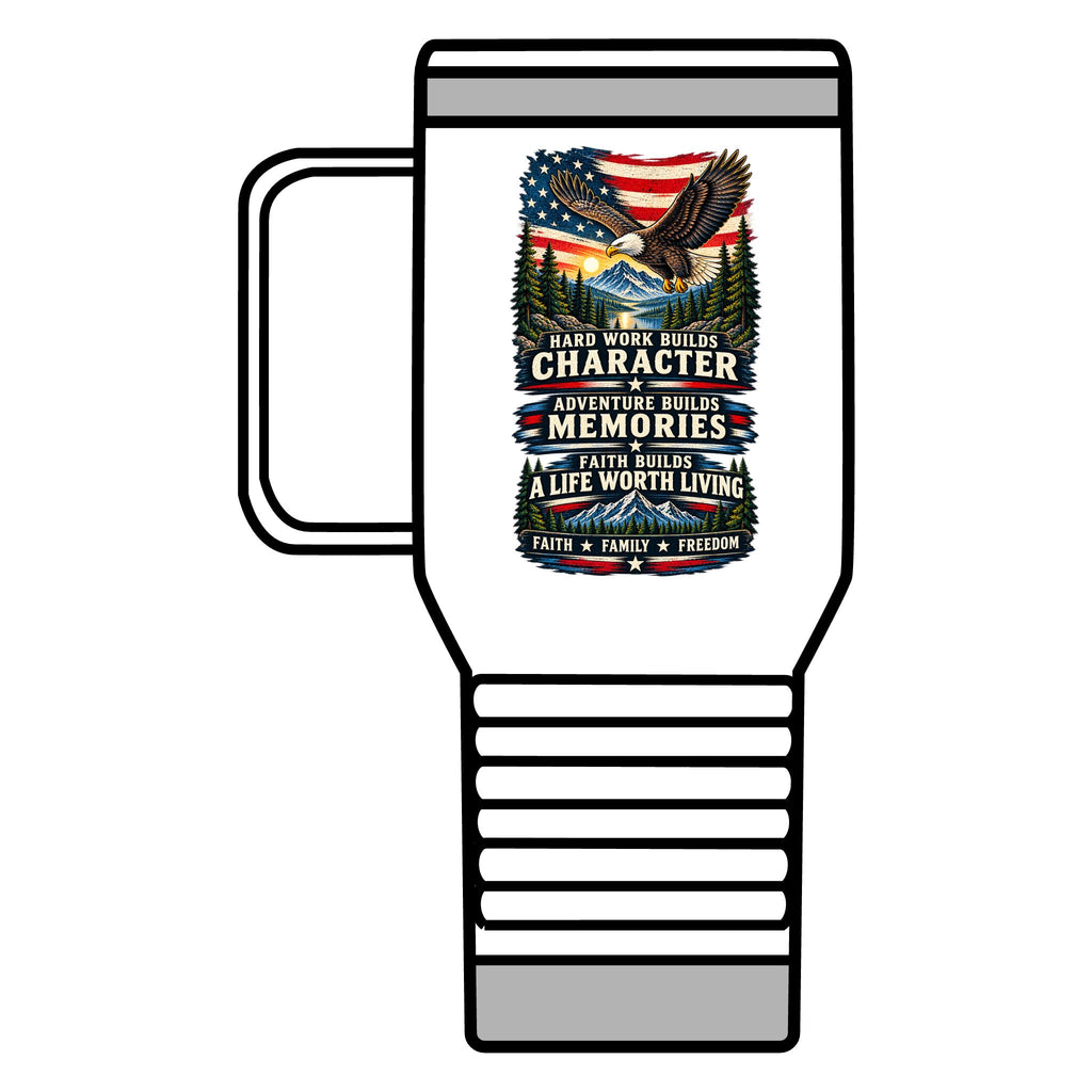 Travel Mug — Northbound Supply"Faith Fuels the Journey" & Patriotic Eagle 20oz Insulated Tumbler