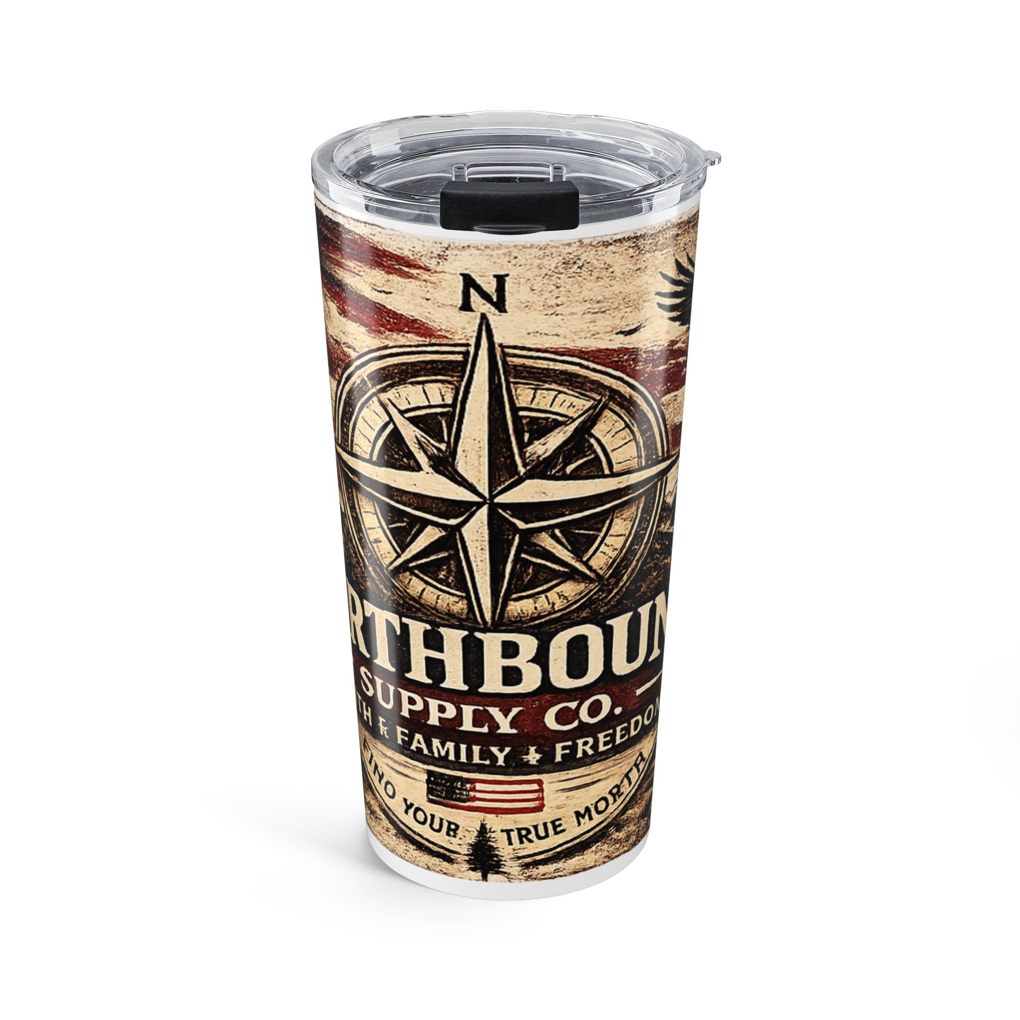 Northbound Compass 20oz Insulated Tumbler — Patriotic Adventure Travel Mug