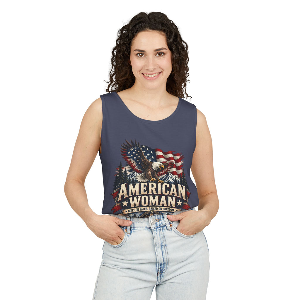 WG-006 American Woman Tank Top — Northbound Supply Co. Patriotic Eagle Flag Graphic
