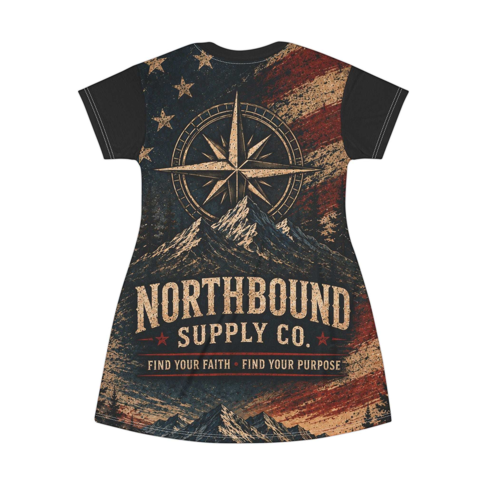 Faith Family Freedom Graphic T-Shirt Dress — Patriotic Christian AOP Dress