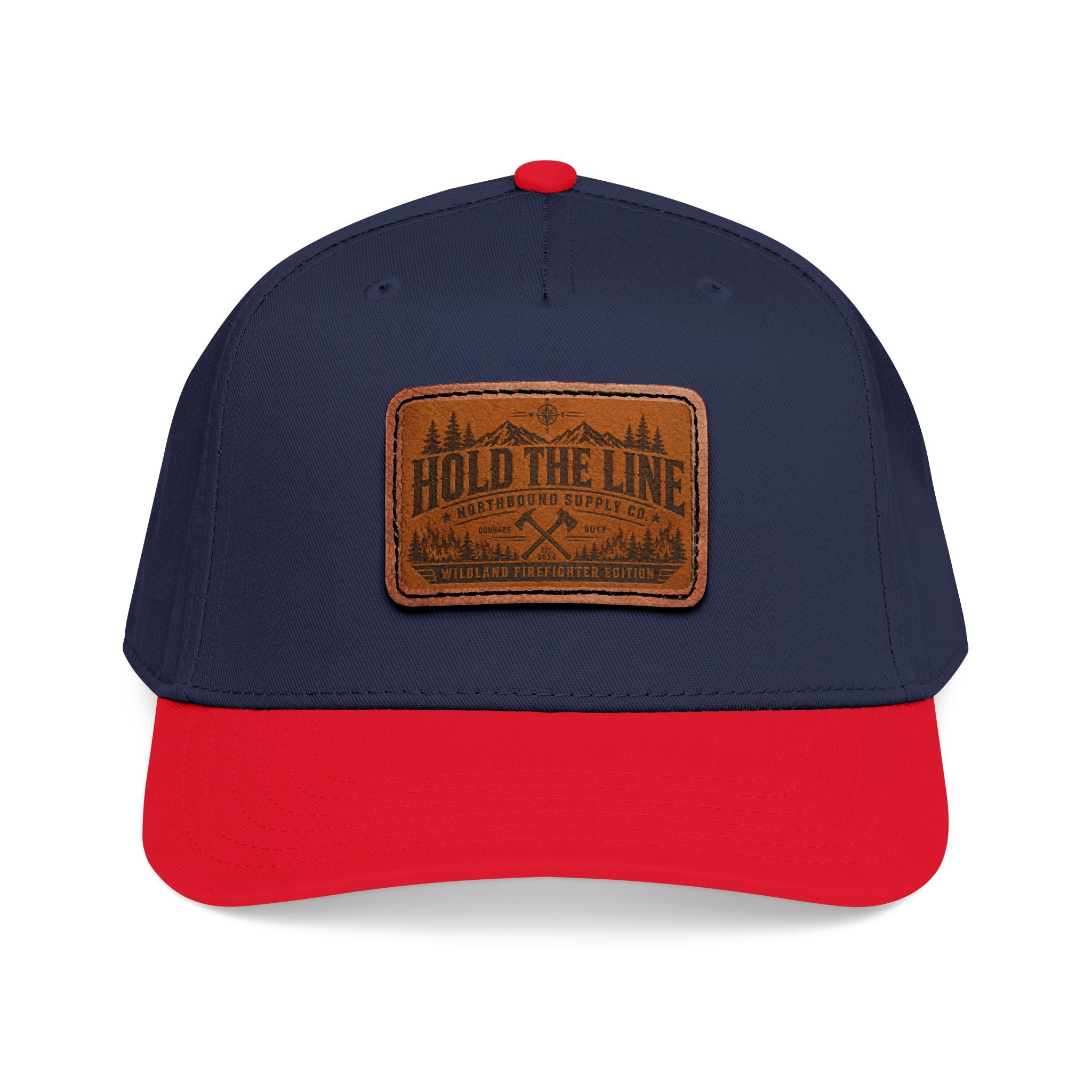 Leather Patch Baseball Cap — 'Hold the Line' Outdoor Trucker Hat