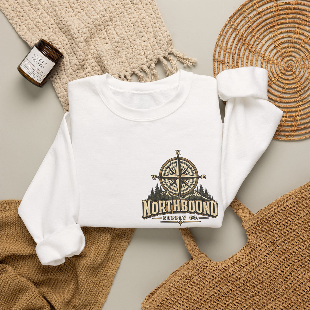 NS-003 Crewneck Sweatshirt - Northbound Supply Co. 'Built Different' Outdoor Adventure Graphic