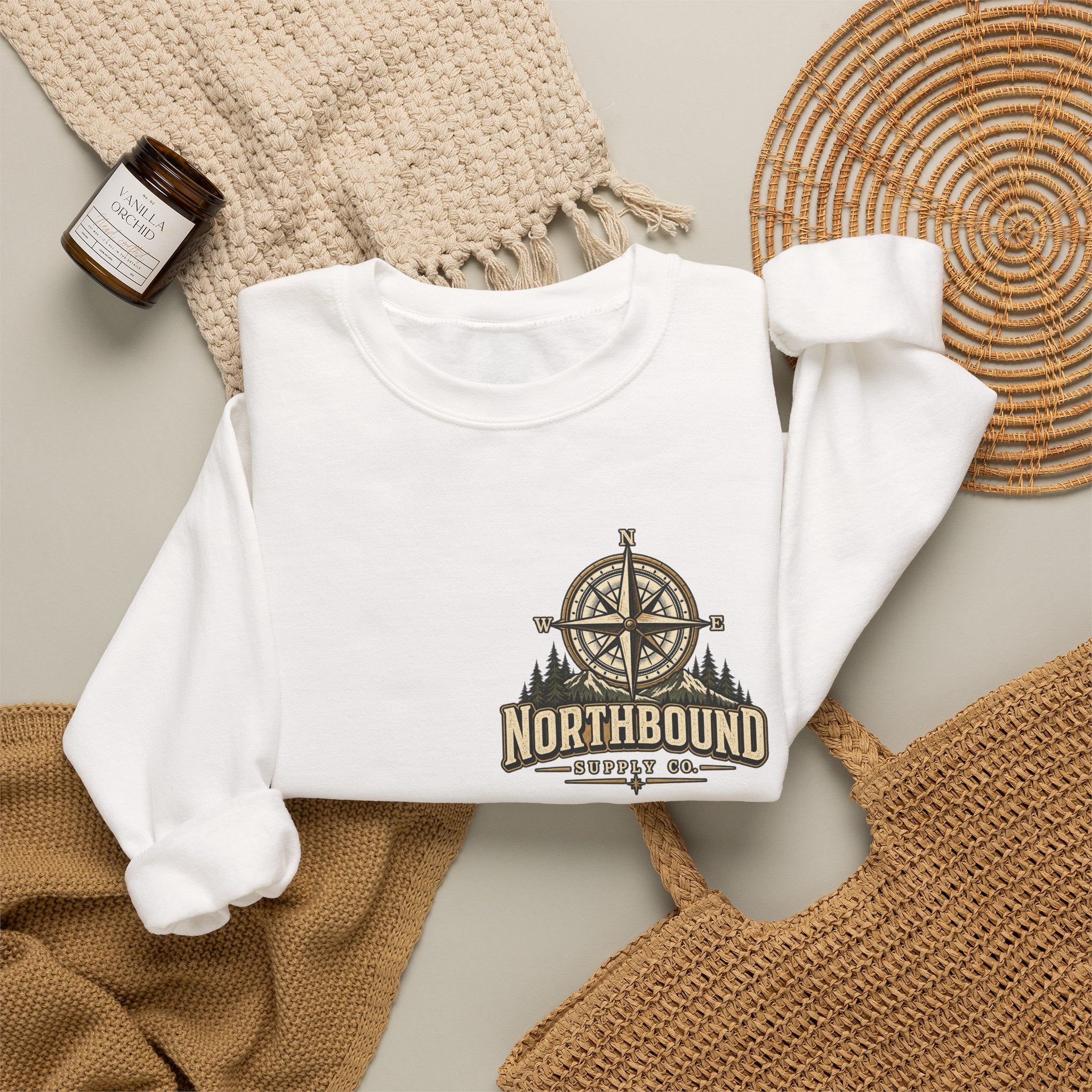 NS-003 Crewneck Sweatshirt - Northbound Supply Co. 'Built Different' Outdoor Adventure Graphic
