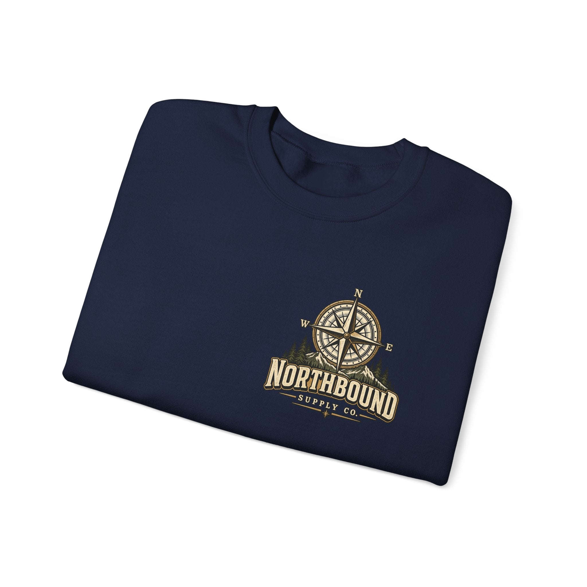 NS-005 Into The Wild Crewneck Sweatshirt — 'Northbound' Supply Co.  Adventure Compass Design