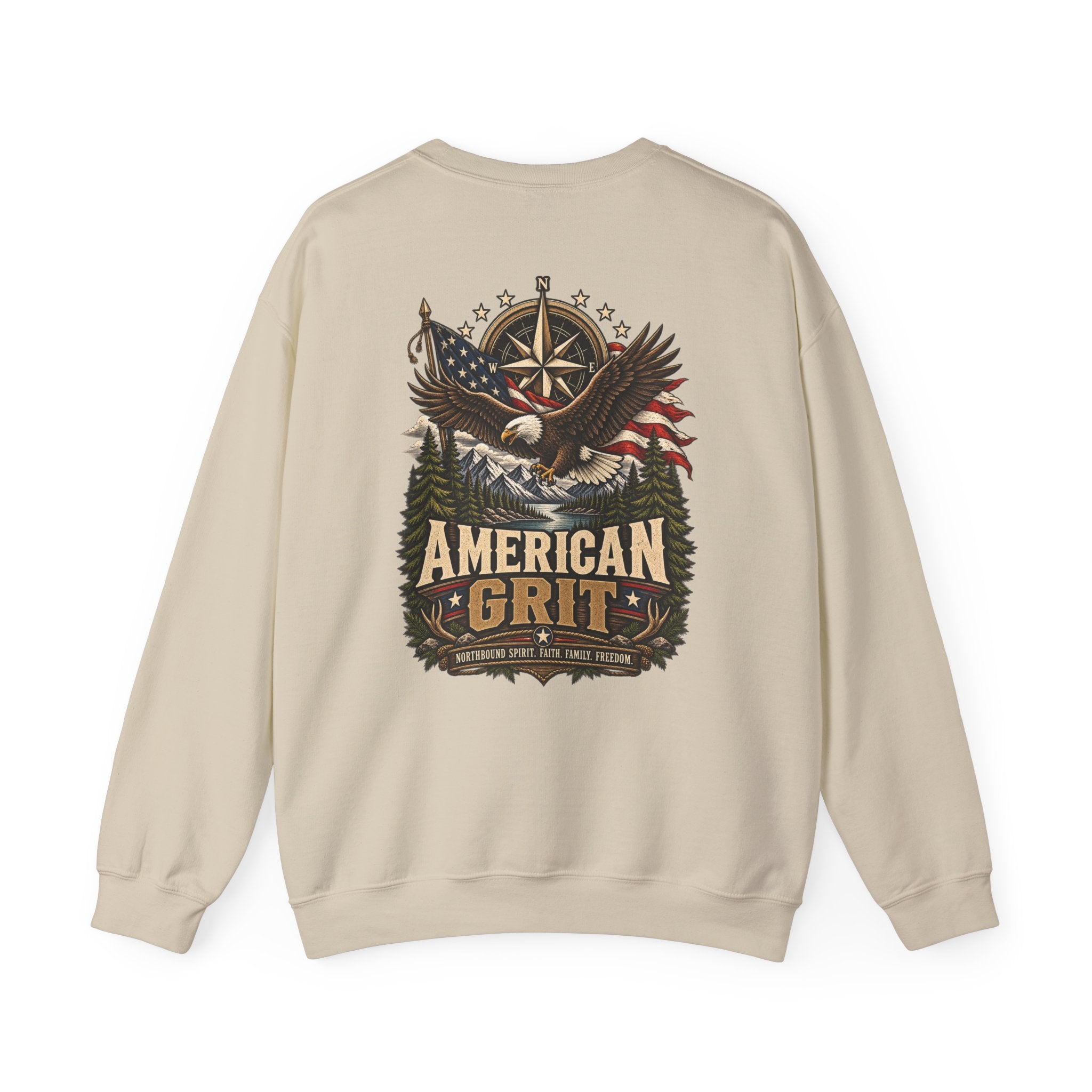 NS-006 American Grit Sweatshirt — Northbound Supply Co.Patriotic Eagle Compass Crewneck