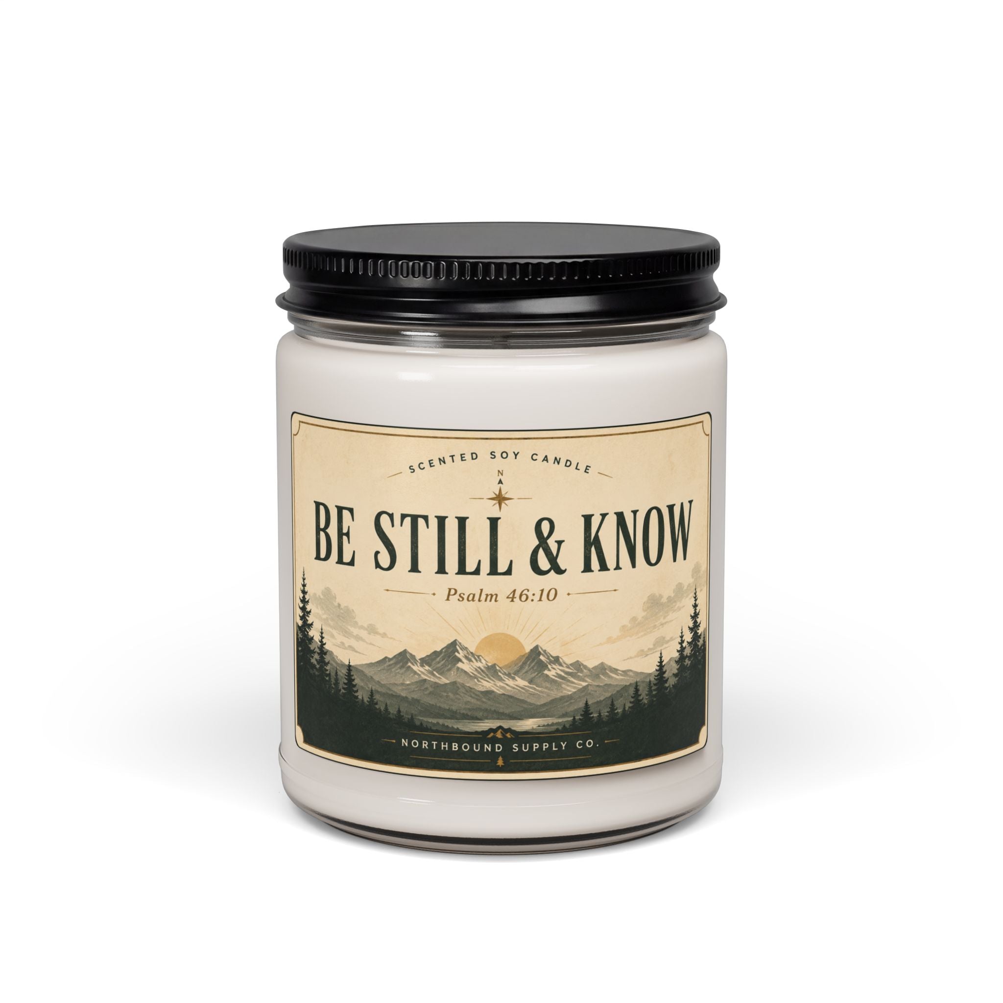 C-001 Be Still & Know Soy Candle — 9oz Inspirational Mountain Scented Candle
