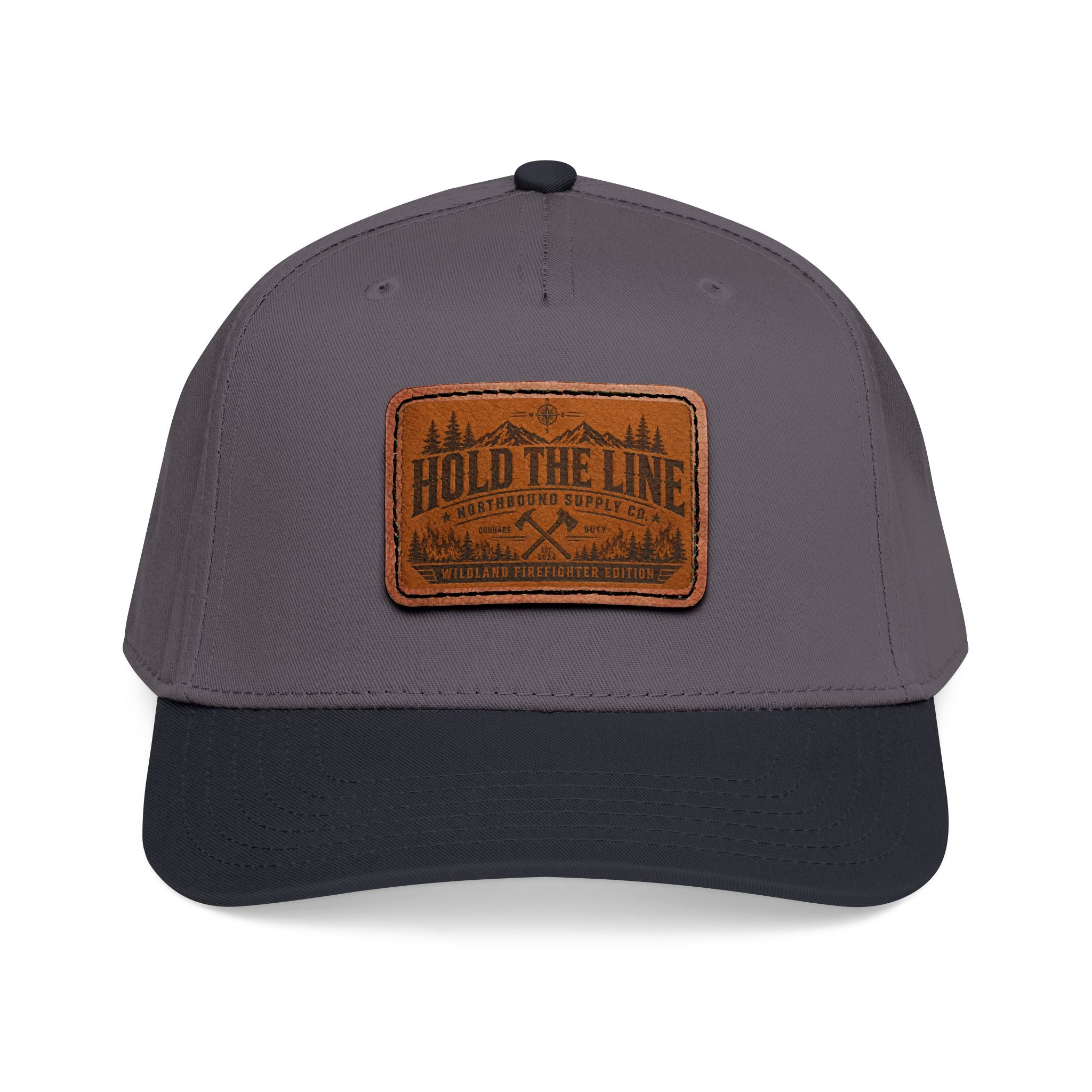 Leather Patch Baseball Cap — 'Hold the Line' Outdoor Trucker Hat