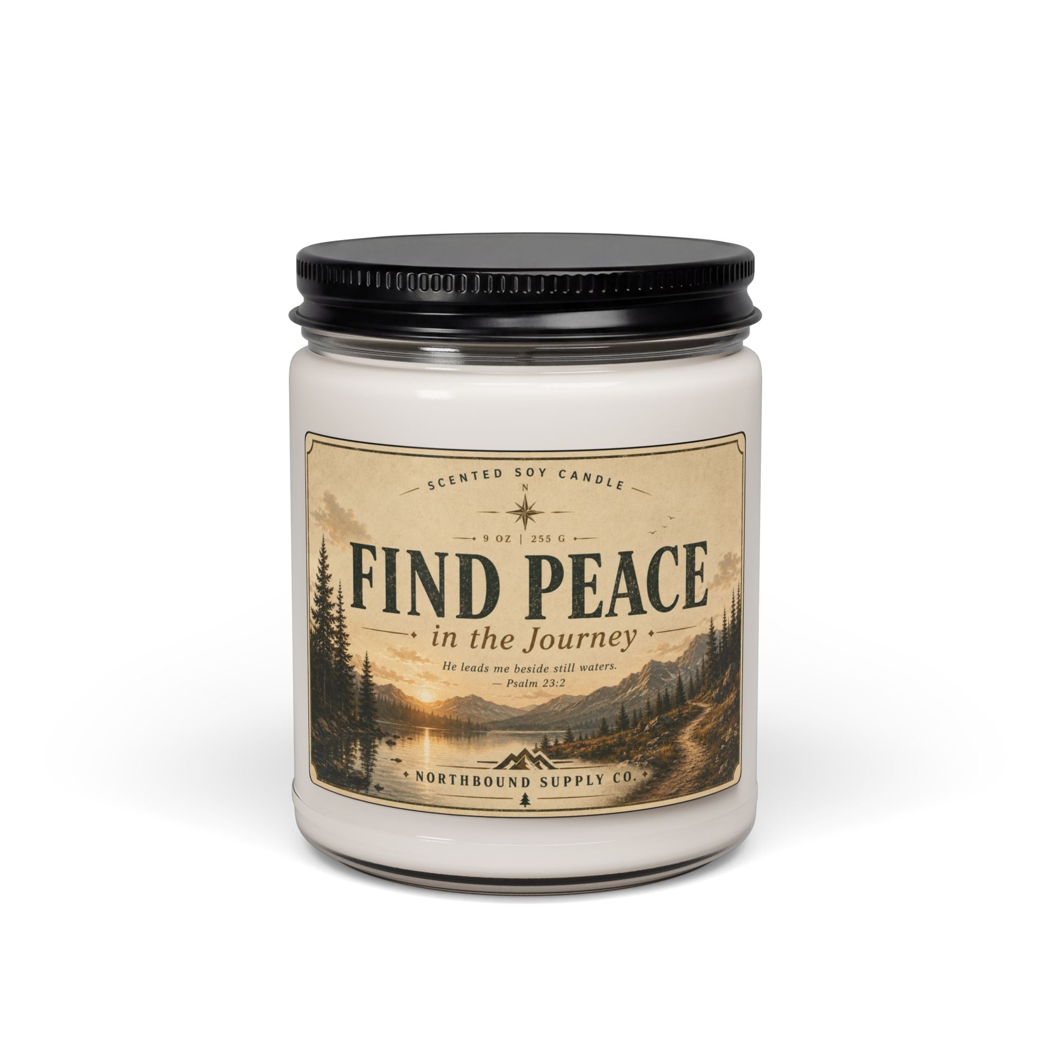 C-003 Find Peace Soy Candle — 9oz Scented Jar (Find Peace in the Journey)