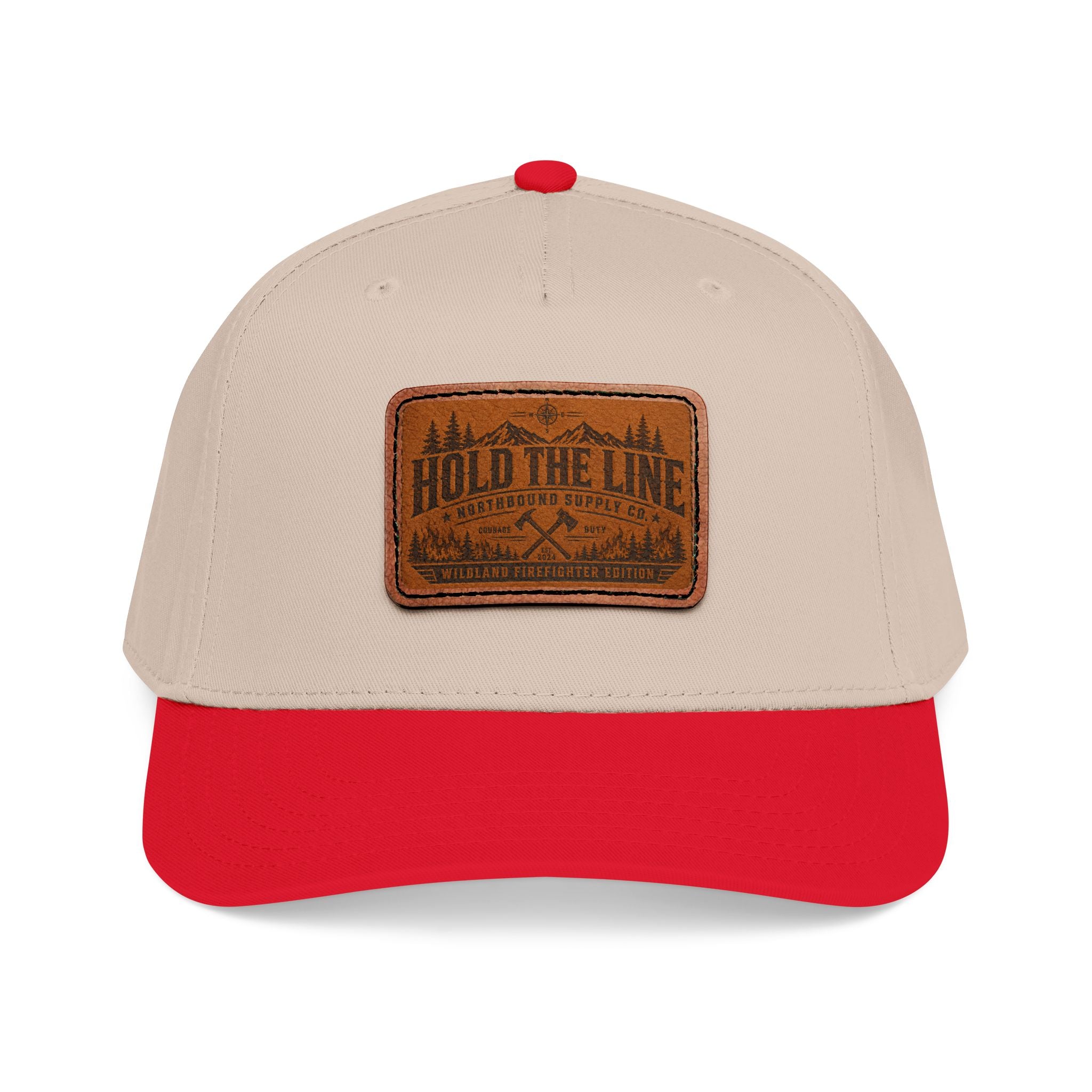 Leather Patch Baseball Cap — 'Hold the Line' Outdoor Trucker Hat