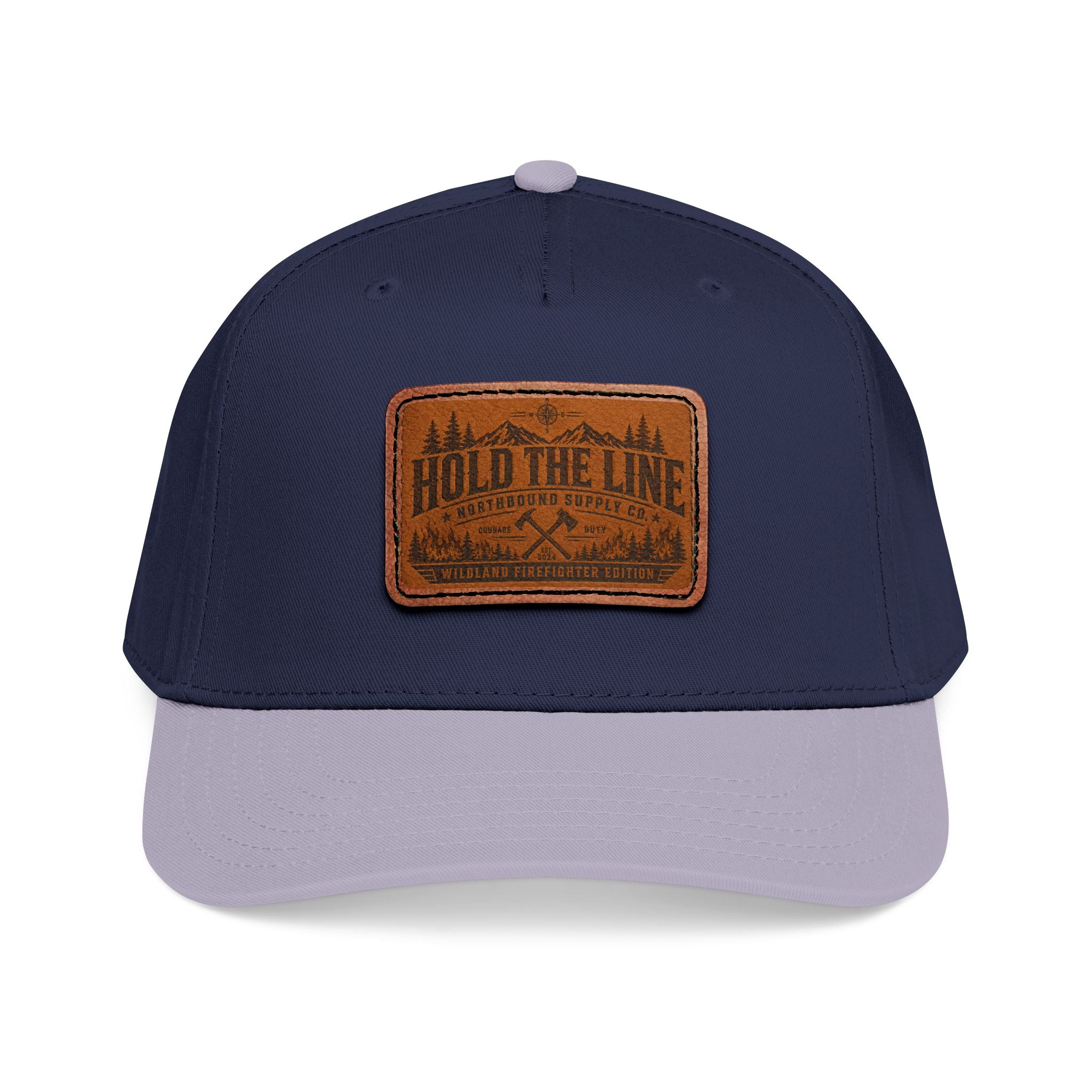 Leather Patch Baseball Cap — 'Hold the Line' Outdoor Trucker Hat