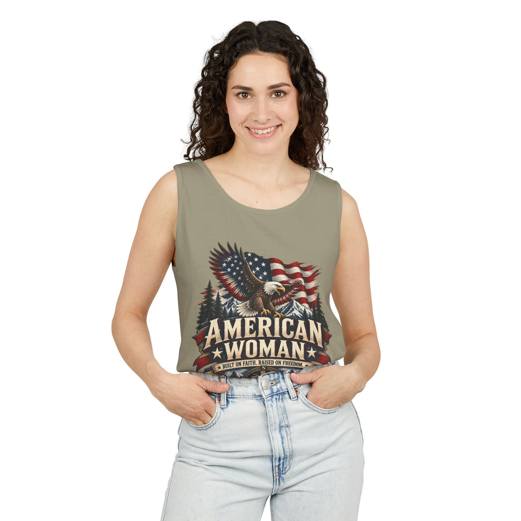 WG-006 American Woman Tank Top — Northbound Supply Co. Patriotic Eagle Flag Graphic