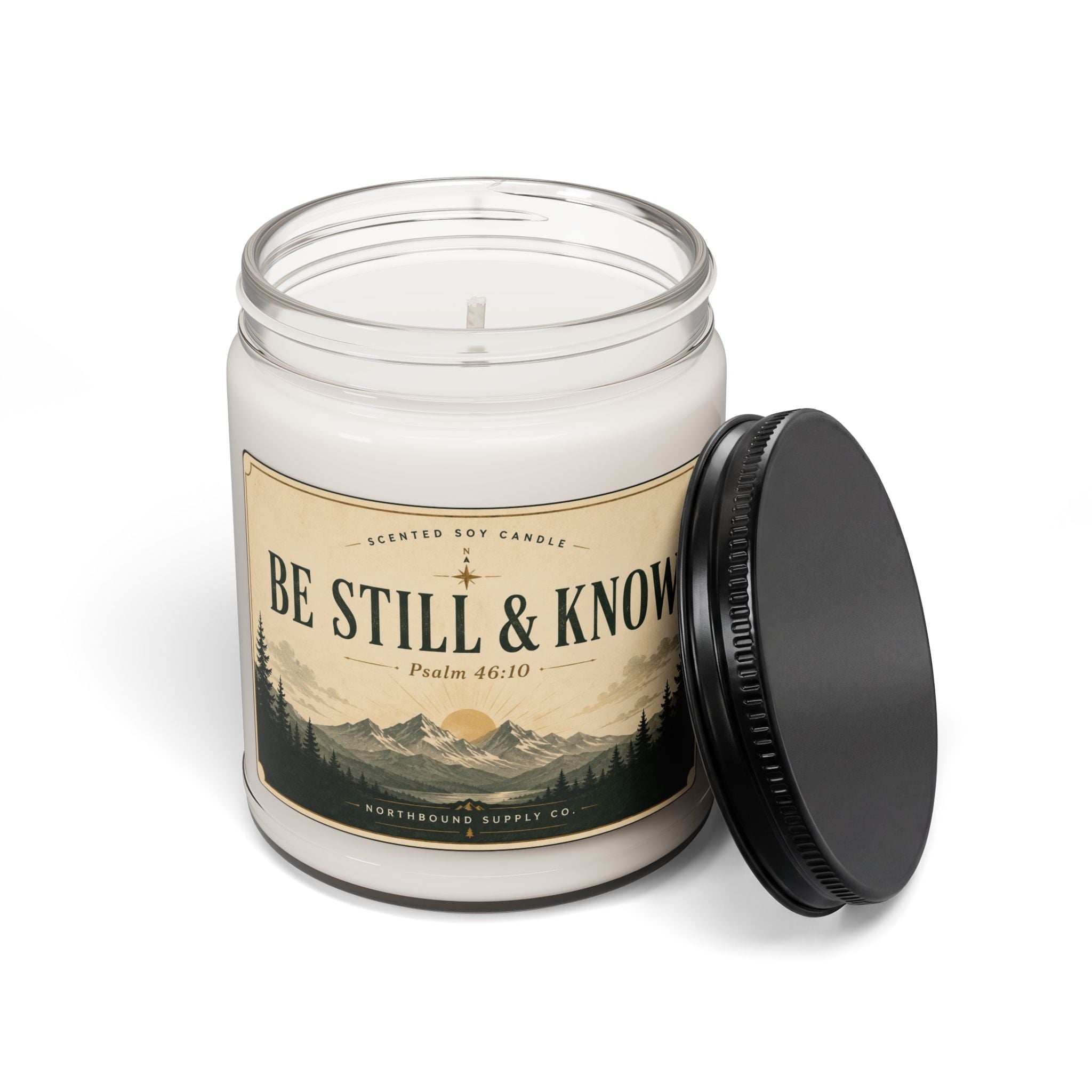 C-001 Be Still & Know Soy Candle — 9oz Inspirational Mountain Scented Candle