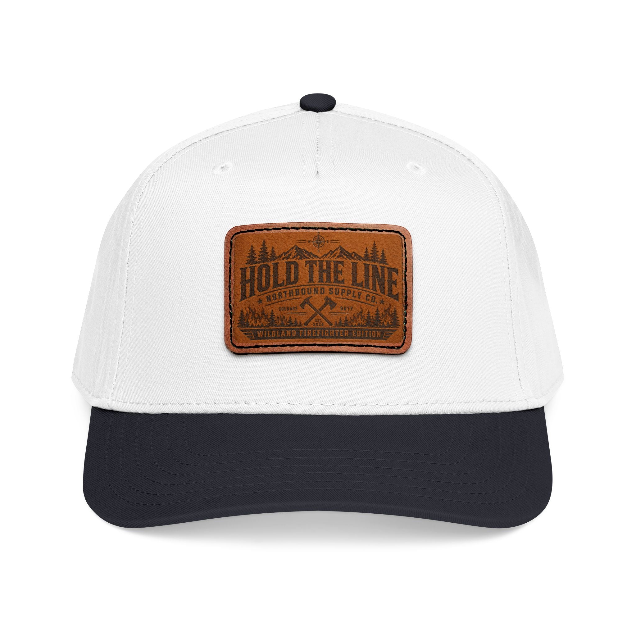 Leather Patch Baseball Cap — 'Hold the Line' Outdoor Trucker Hat
