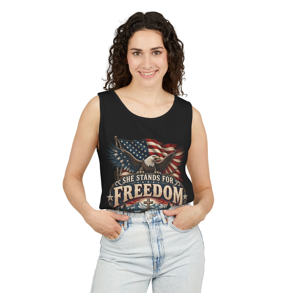 WG-005 Freedom Eagle Tank Top — Northbound Supply Co."She Stands for Freedom" Patriotic American Flag Tank