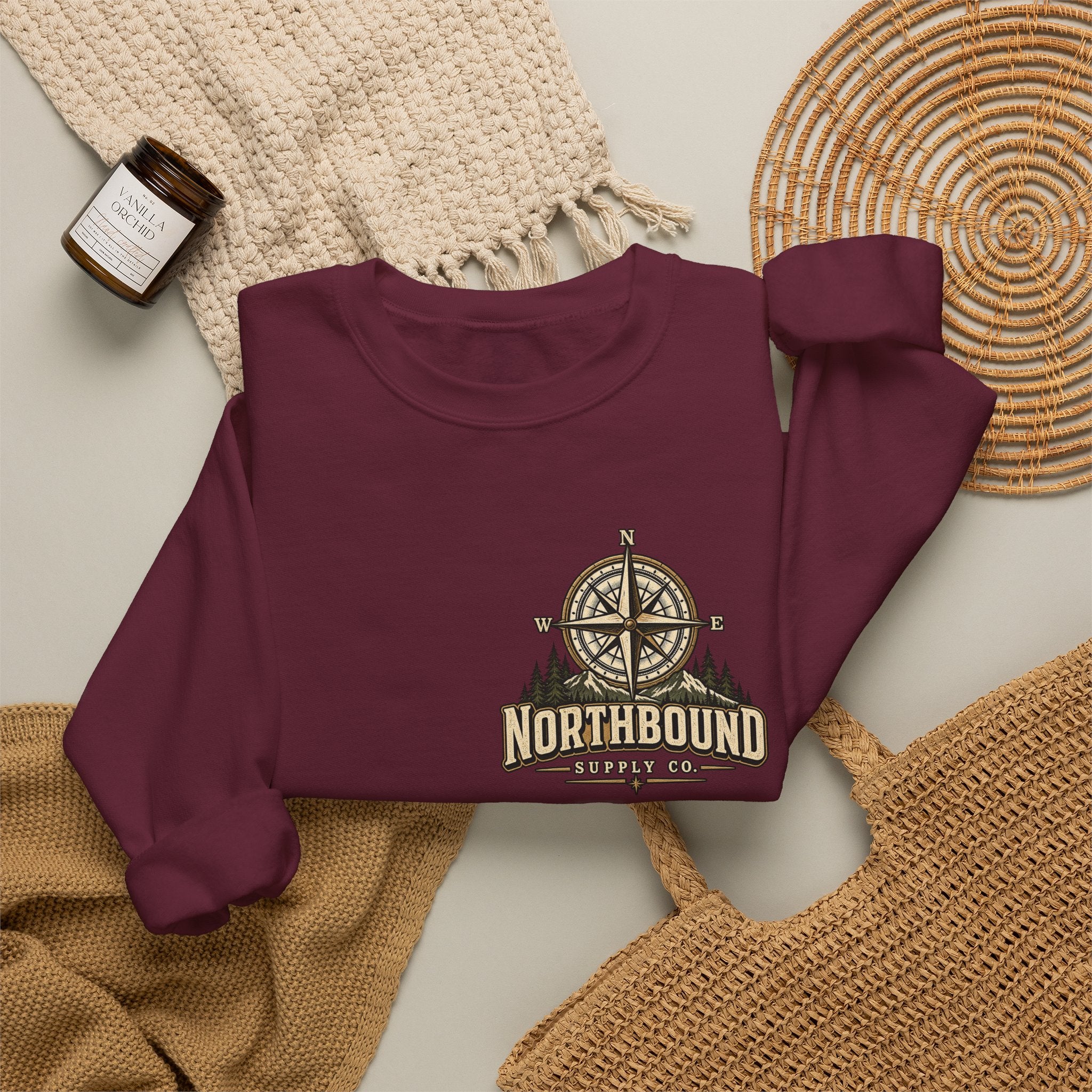 NS-003 Crewneck Sweatshirt - Northbound Supply Co. 'Built Different' Outdoor Adventure Graphic