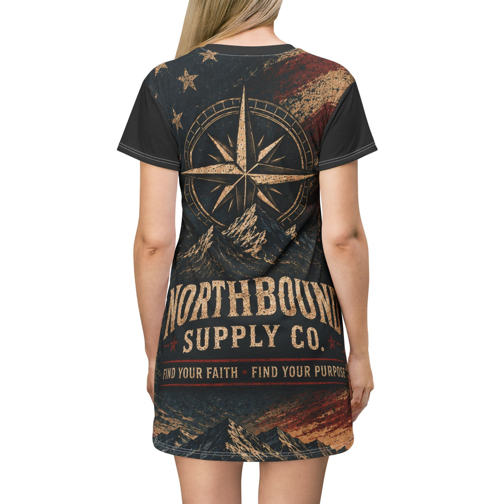 Faith Family Freedom Graphic T-Shirt Dress — Patriotic Christian AOP Dress