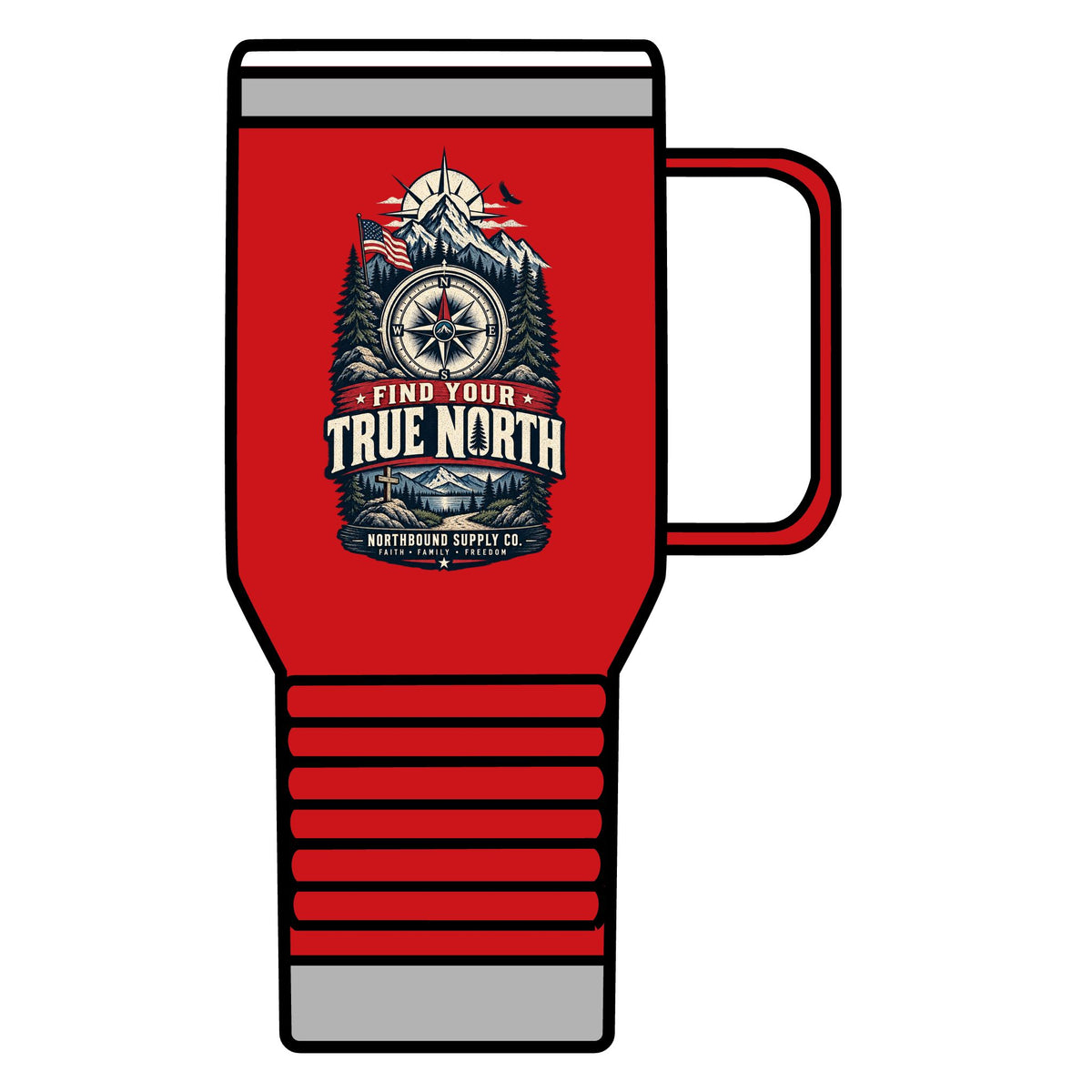 Find Your True North Travel Mug —Northbound Supply  Faith • Family • Freedom 20oz Insulated Camping Tumbler
