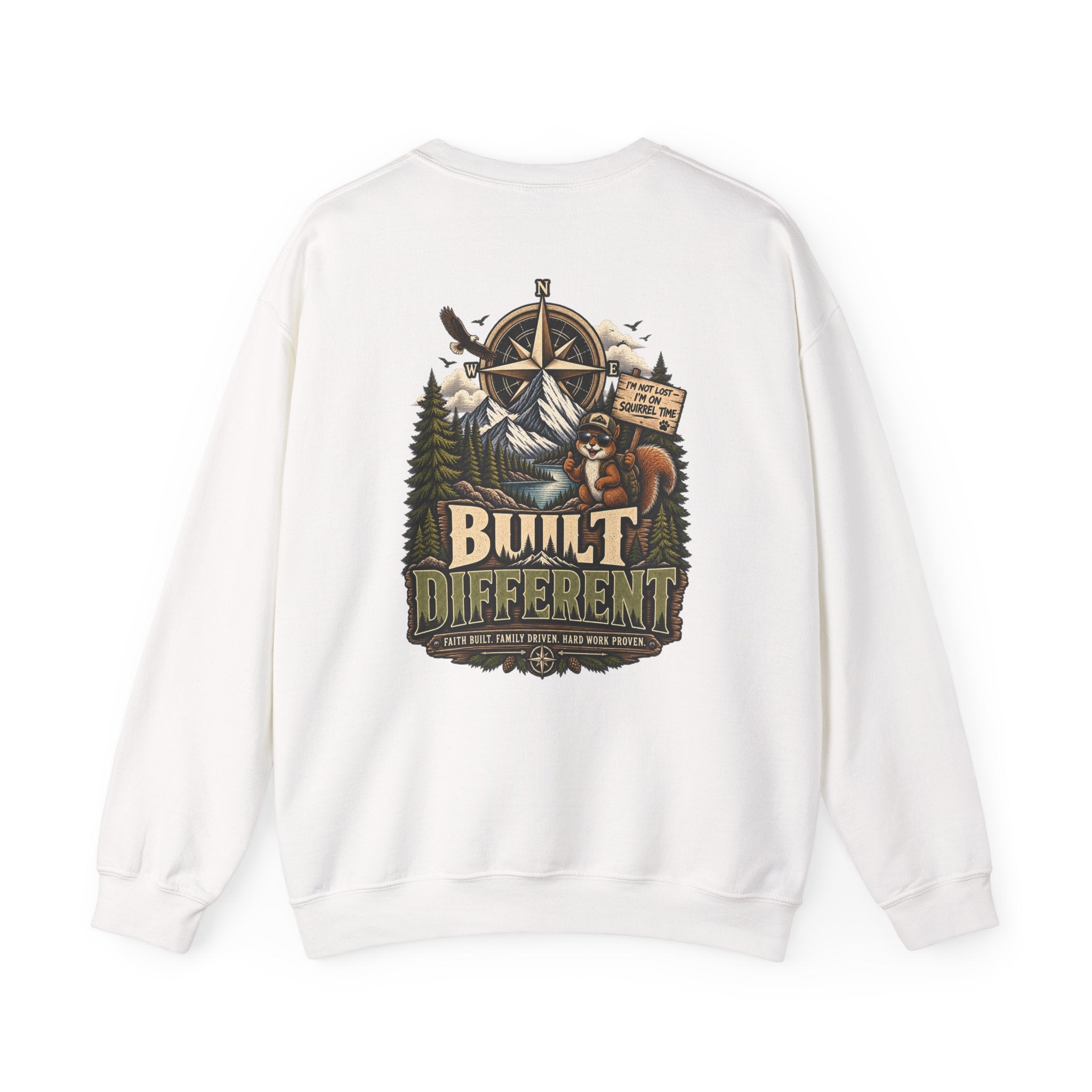 NS-003 Crewneck Sweatshirt - Northbound Supply Co. 'Built Different' Outdoor Adventure Graphic
