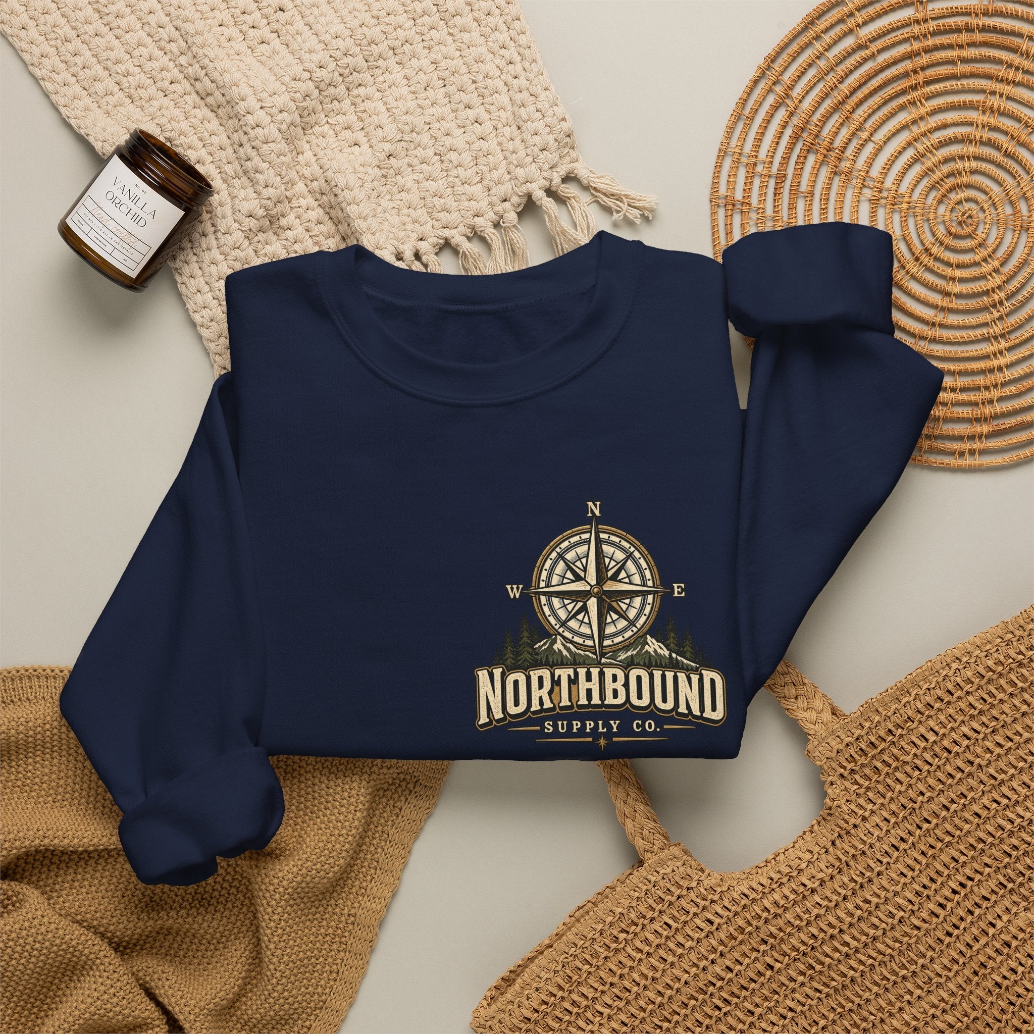 NS-003 Crewneck Sweatshirt - Northbound Supply Co. 'Built Different' Outdoor Adventure Graphic