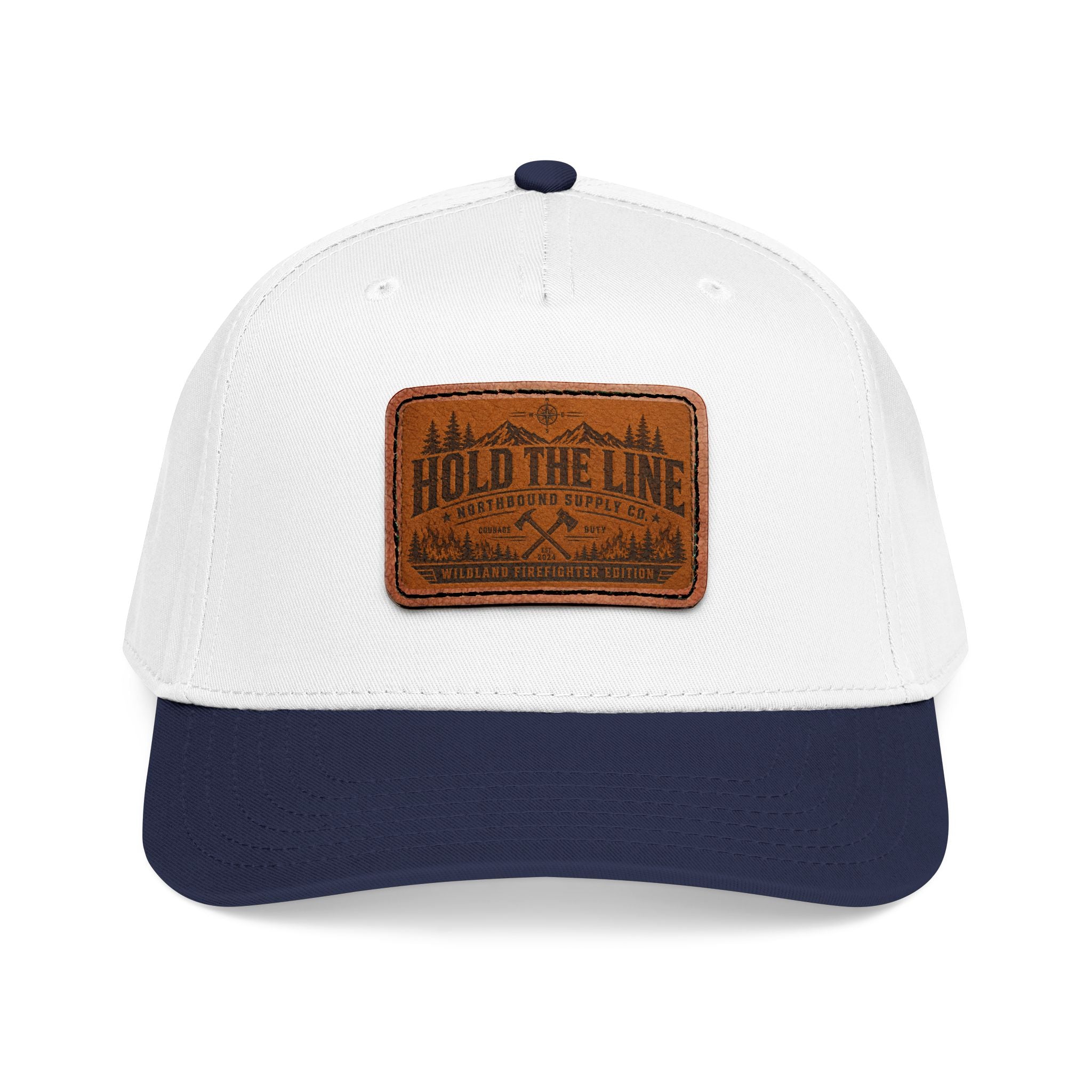 Leather Patch Baseball Cap — 'Hold the Line' Outdoor Trucker Hat