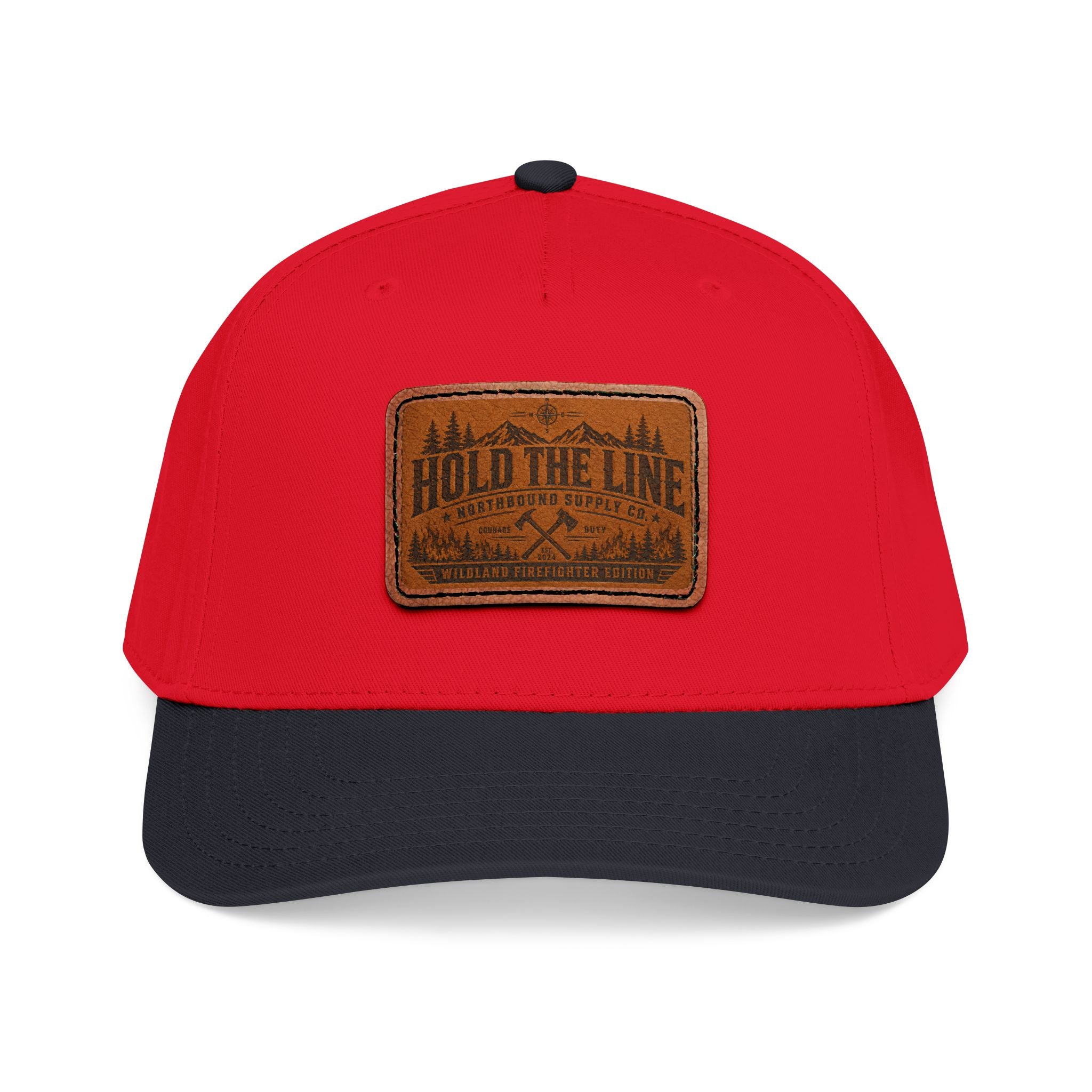 Leather Patch Baseball Cap — 'Hold the Line' Outdoor Trucker Hat