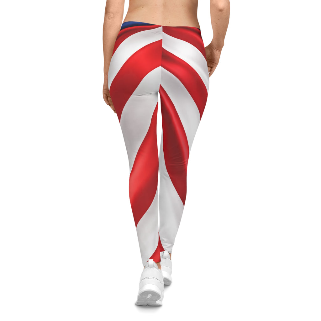 American Flag Women's Leggings — Patriotic Red White Blue All-Over Print