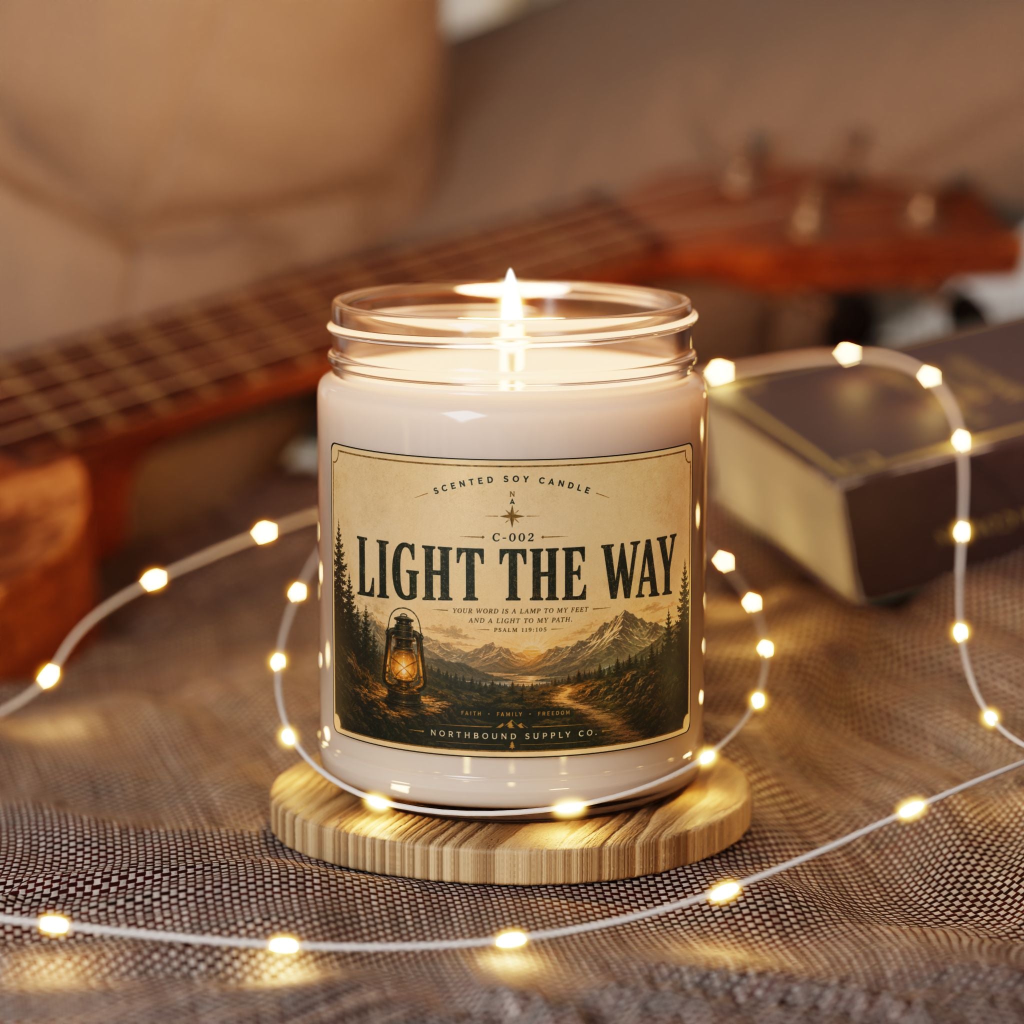 C-002 Light The Way Scented Soy Candle — 9oz Rustic Lantern Cabin Fragrance