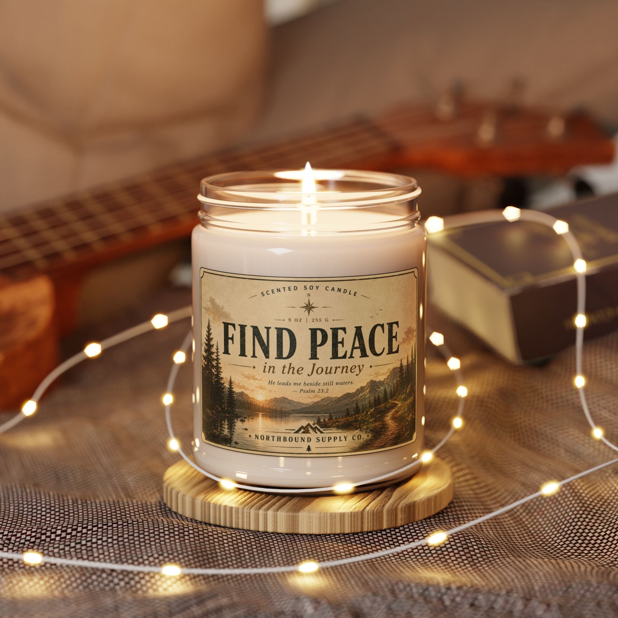 C-003 Find Peace Soy Candle — 9oz Scented Jar (Find Peace in the Journey)