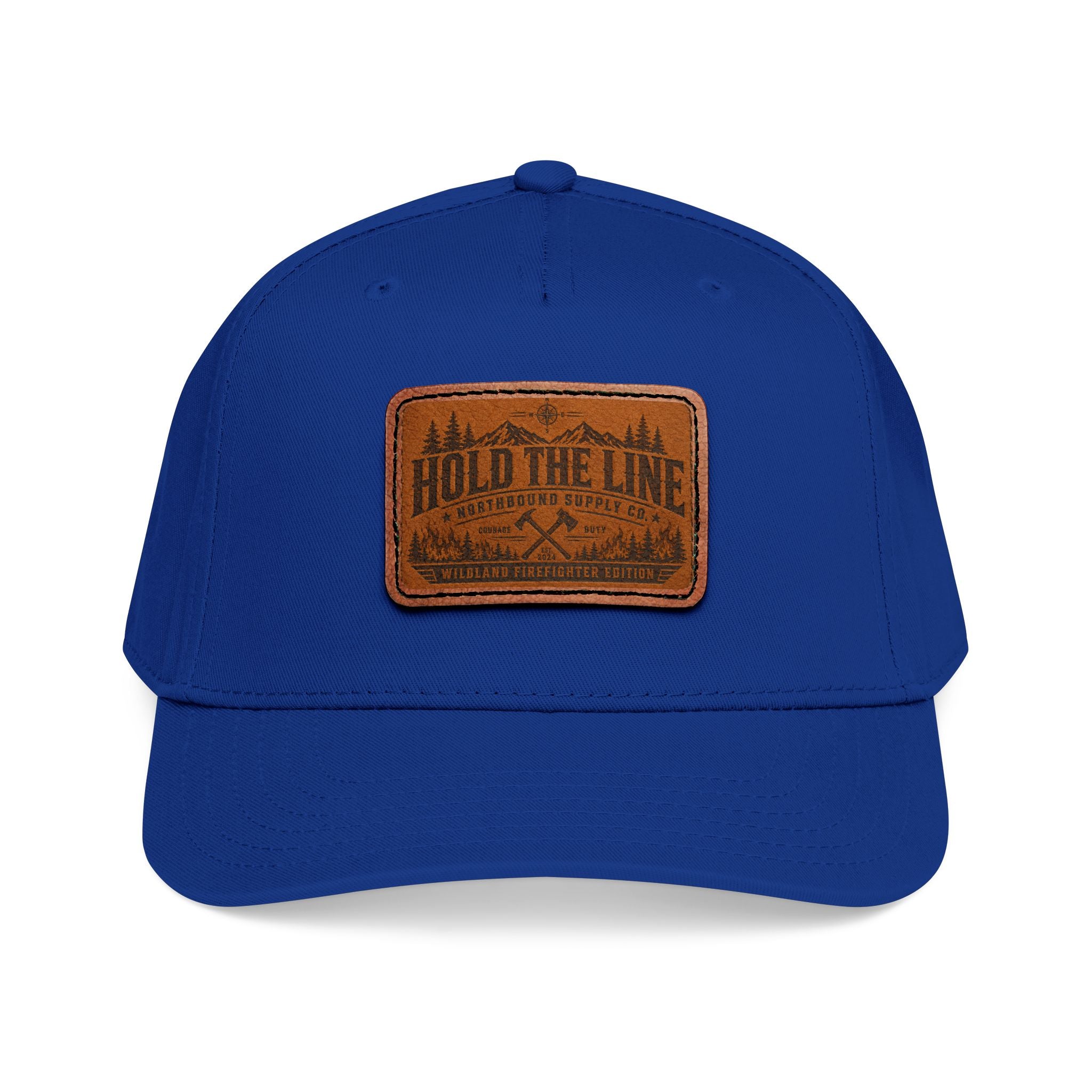 Leather Patch Baseball Cap — 'Hold the Line' Outdoor Trucker Hat