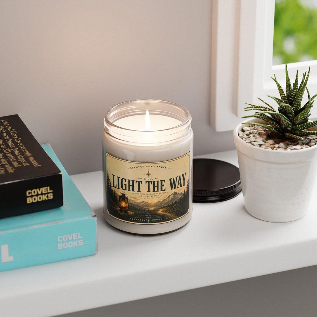 C-002 Light The Way Scented Soy Candle — 9oz Rustic Lantern Cabin Fragrance