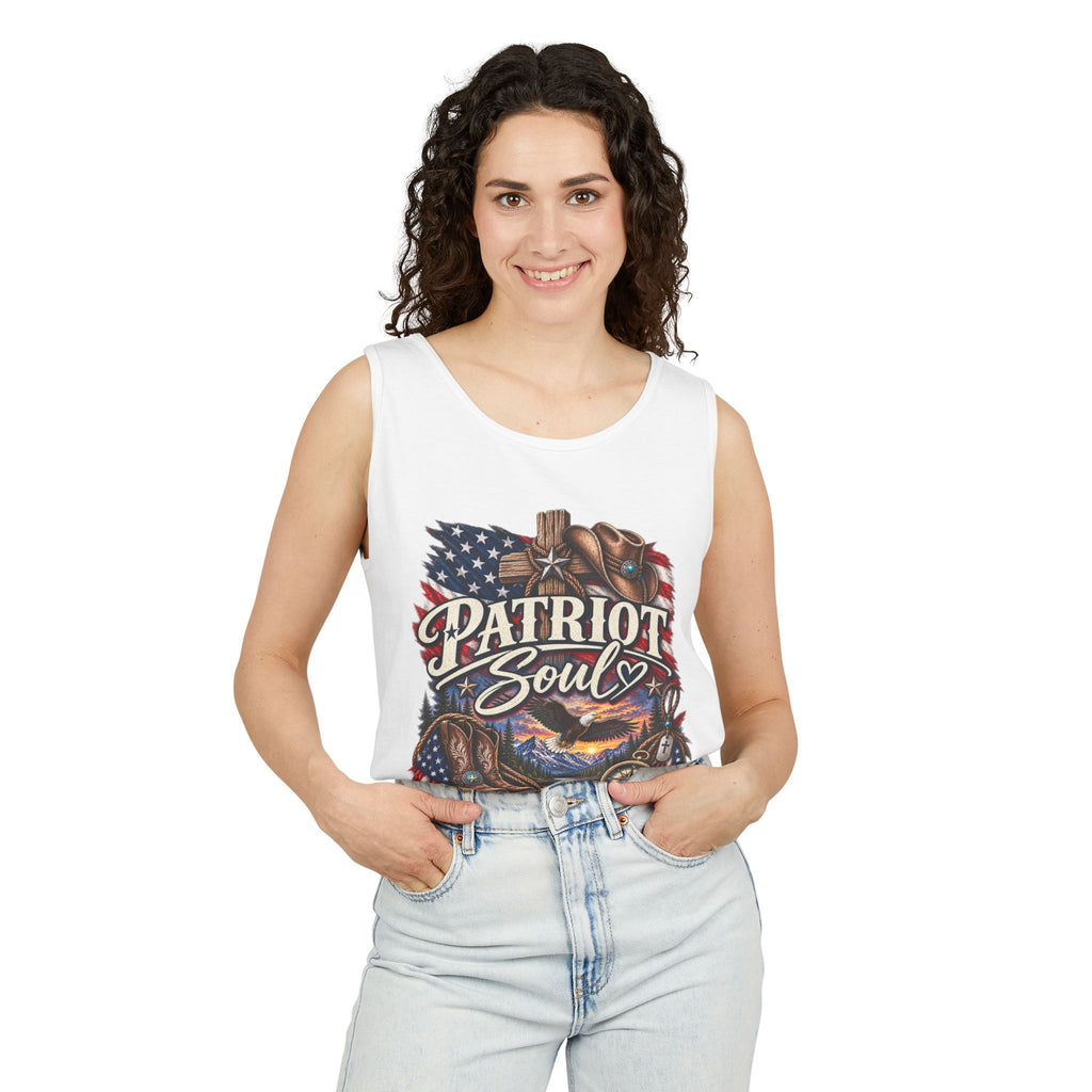WG-009 Patriot Soul Tank Top —Northbound Supply Co. American Flag Eagle Motorcycle Vintage Graphic