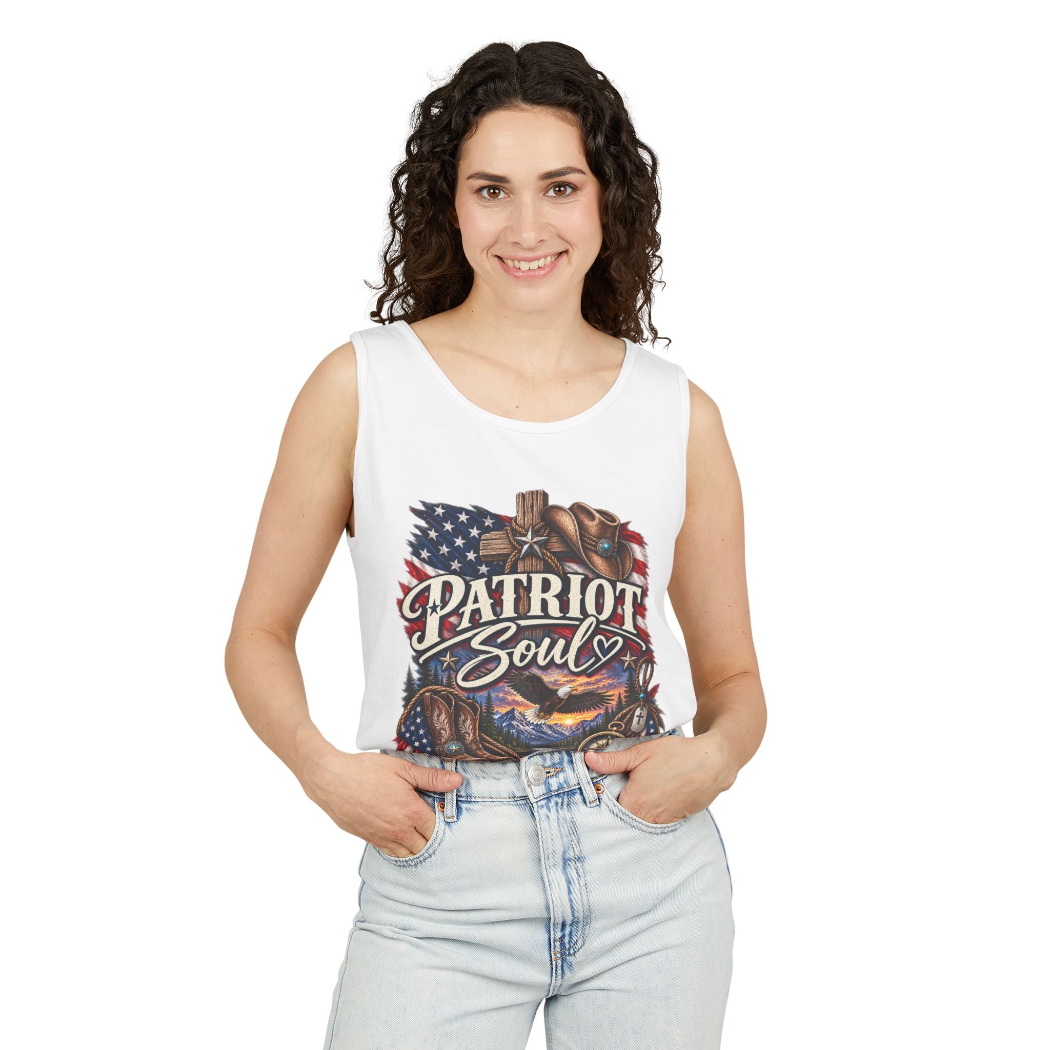 WG-009 Patriot Soul Tank Top —Northbound Supply Co. American Flag Eagle Motorcycle Vintage Graphic