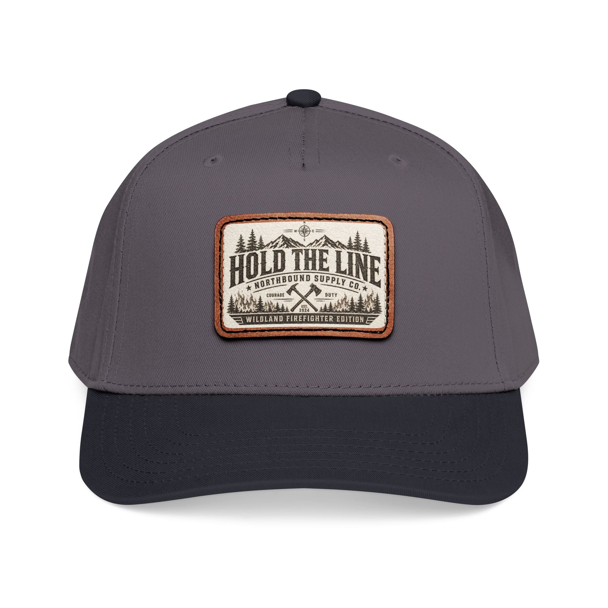 HP-004.5 Hold The Line Leather Patch Baseball Cap — Outdoorsy Vintage Trucker Hat