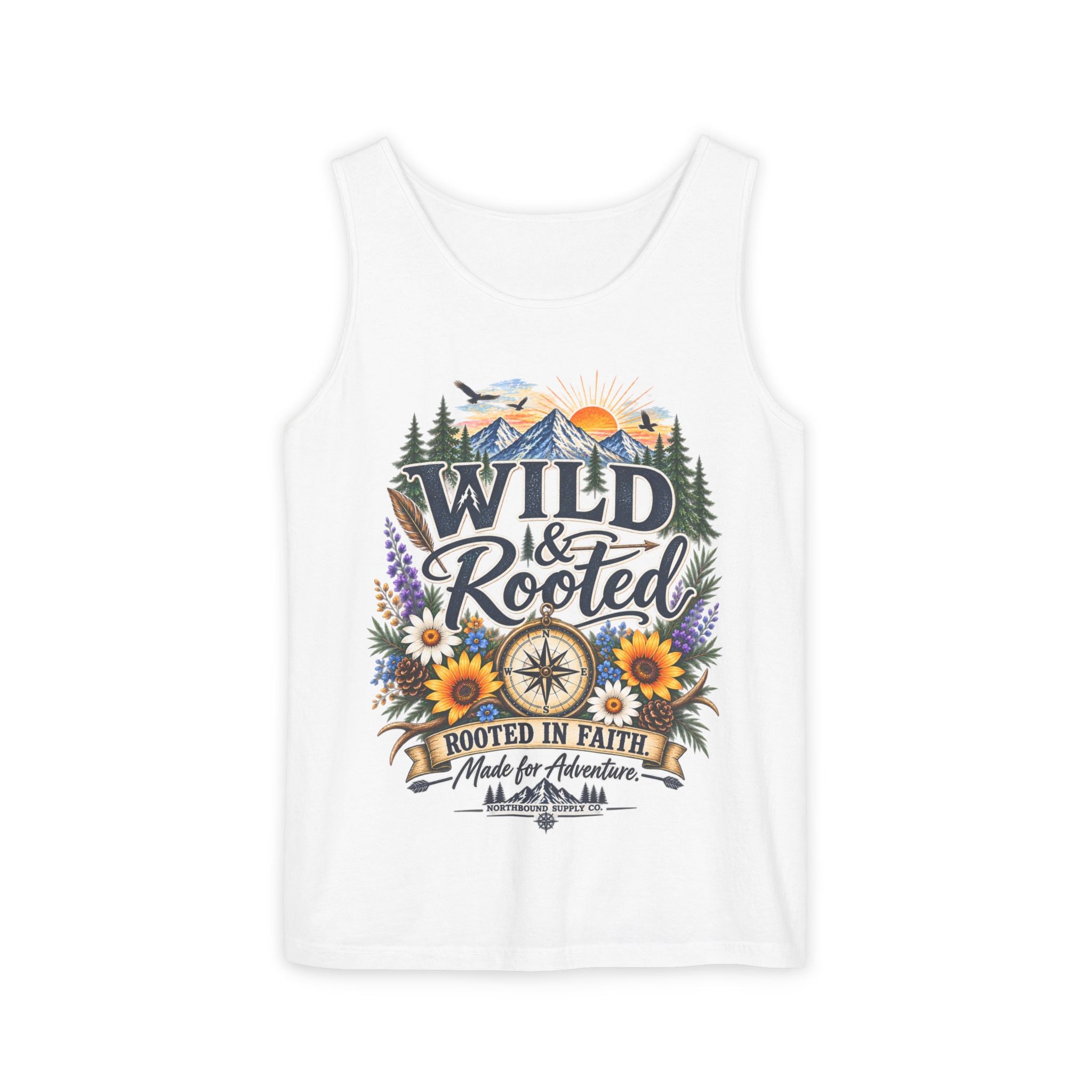 WG-002 Wild & Rooted Tank Top —Northbound Supply Co.'Wild & Rooted: Rooted in Faith' Adventure Graphic Tank