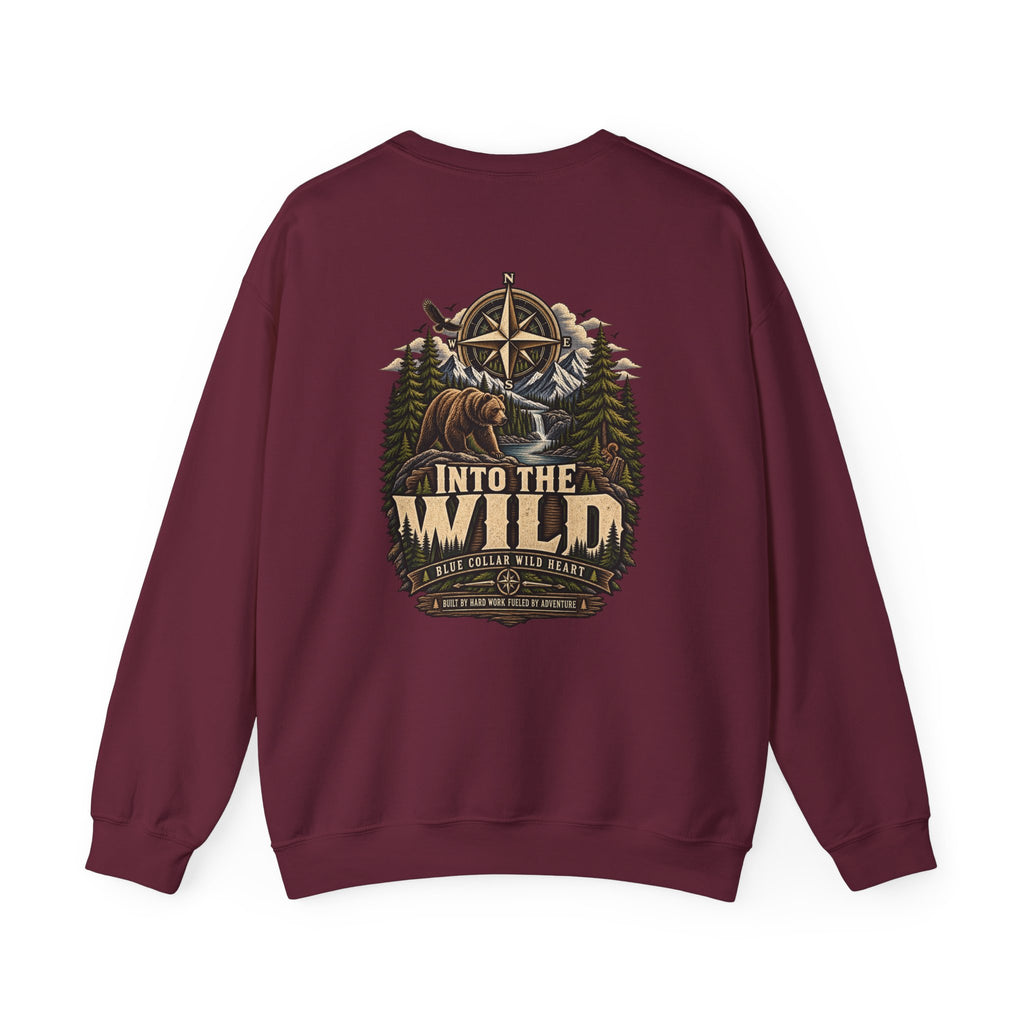 NS-005 Into The Wild Crewneck Sweatshirt — 'Northbound' Supply Co.  Adventure Compass Design