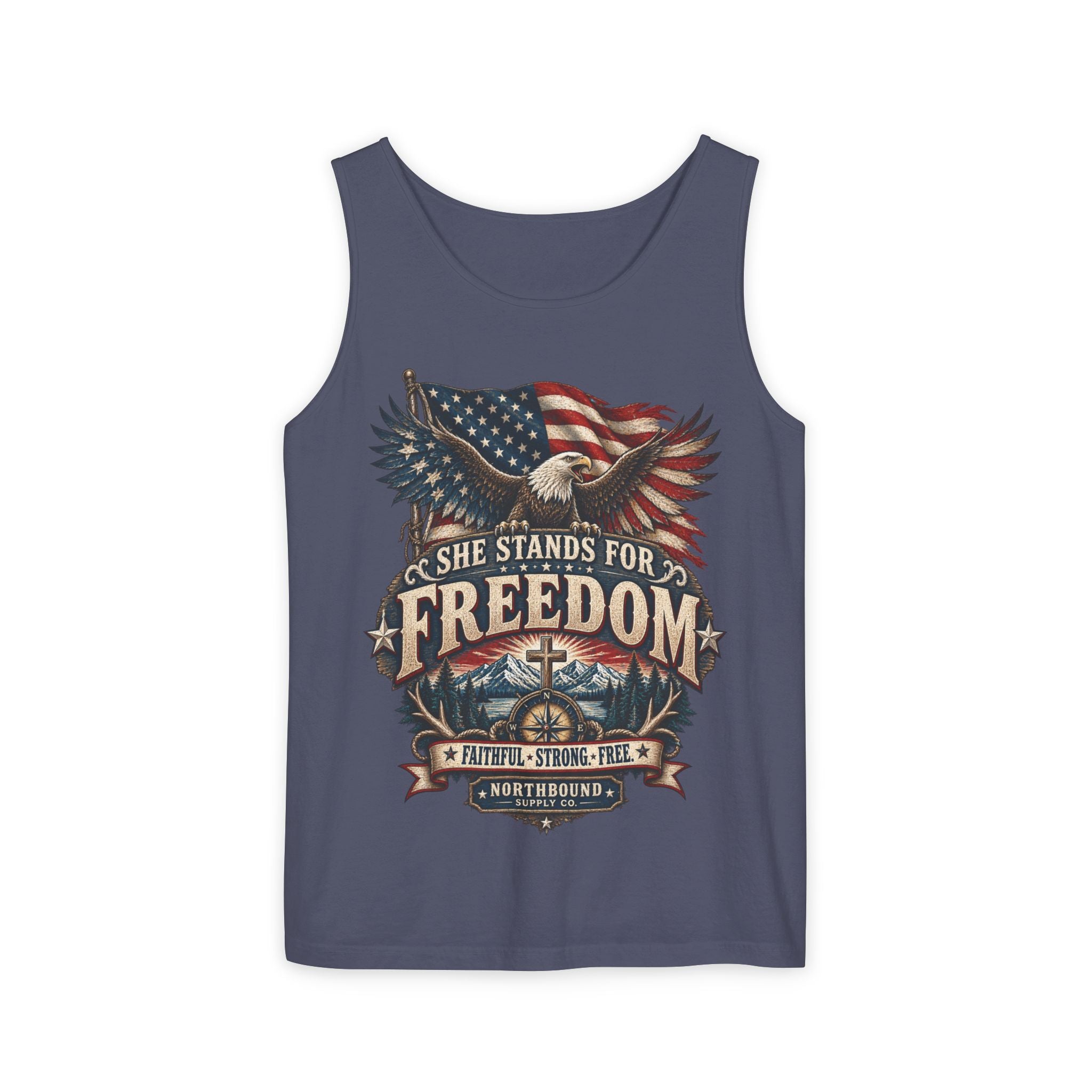 WG-005 Freedom Eagle Tank Top — Northbound Supply Co."She Stands for Freedom" Patriotic American Flag Tank