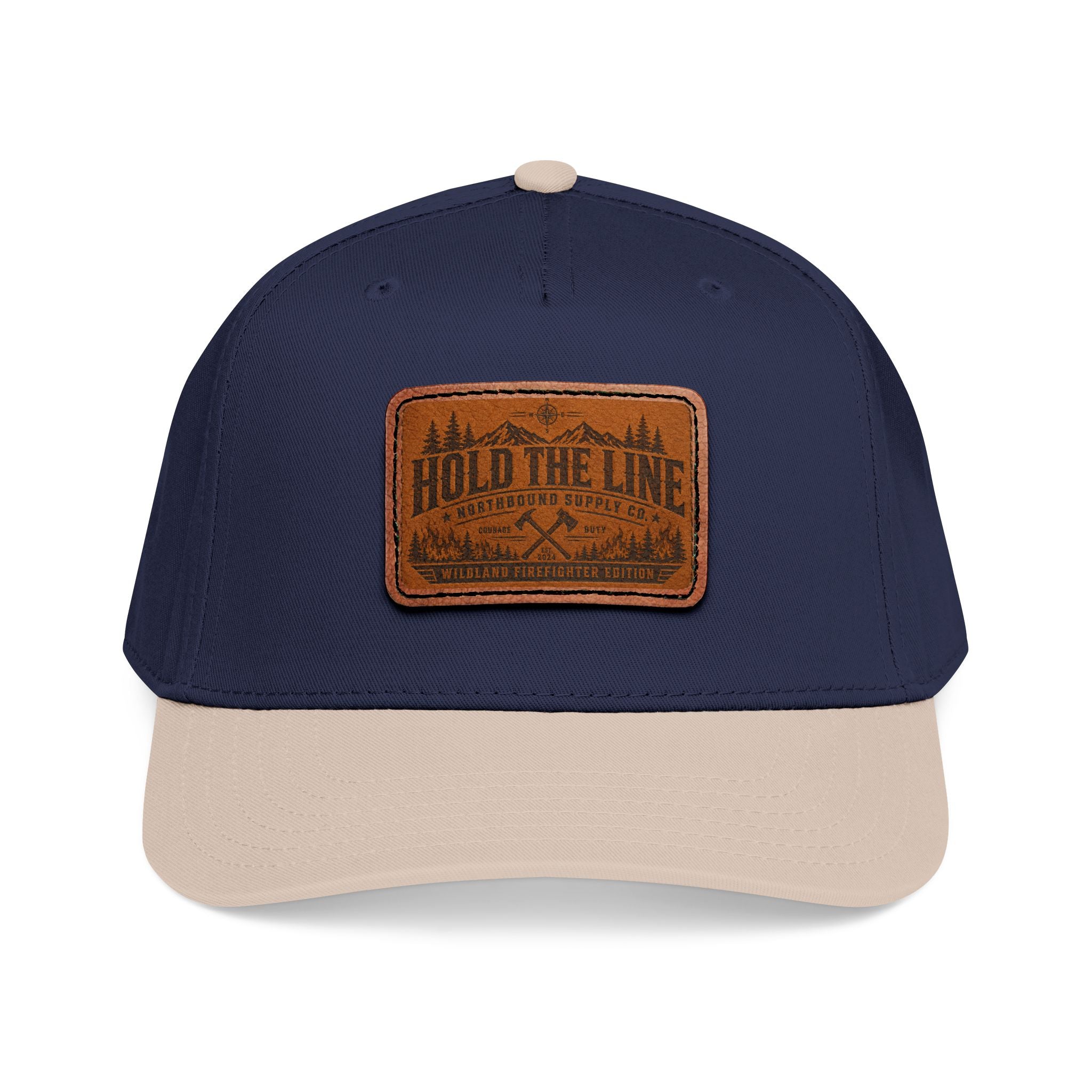Leather Patch Baseball Cap — 'Hold the Line' Outdoor Trucker Hat