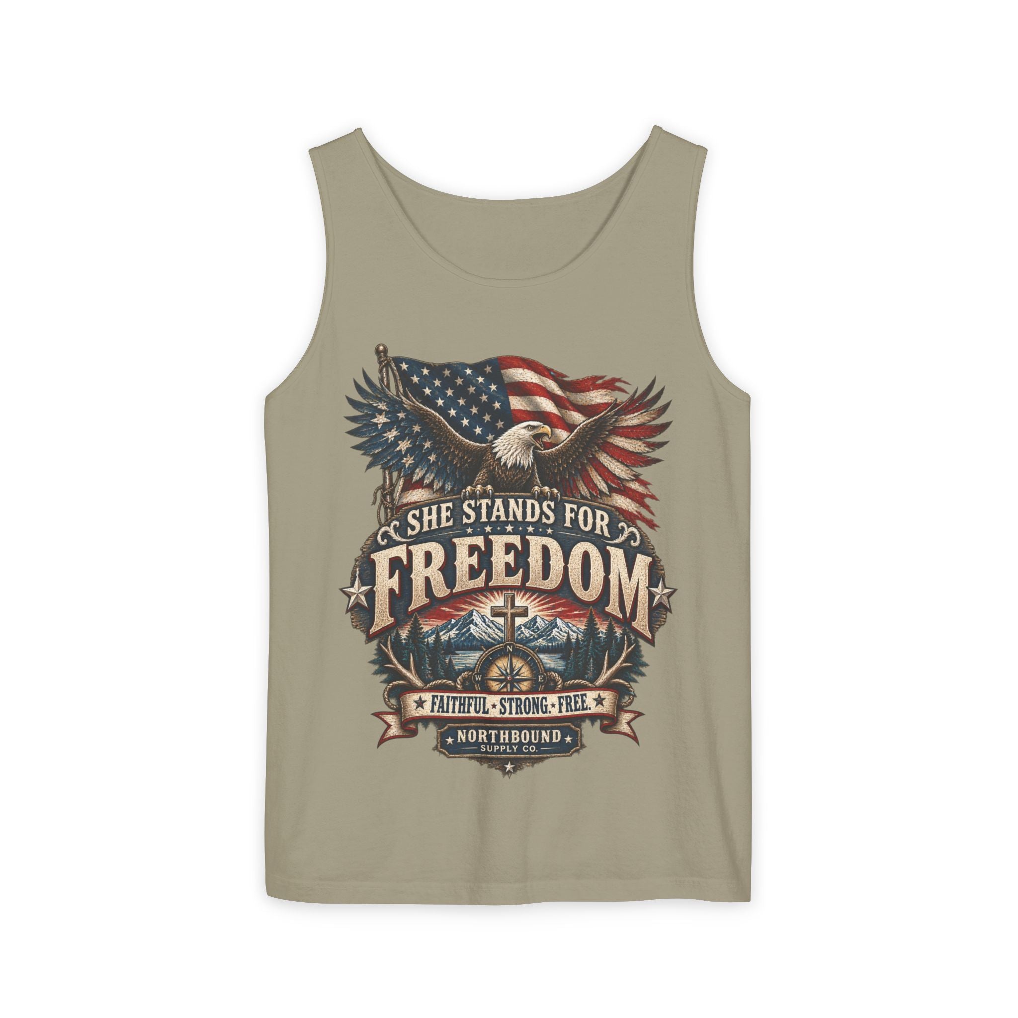 WG-005 Freedom Eagle Tank Top — Northbound Supply Co."She Stands for Freedom" Patriotic American Flag Tank