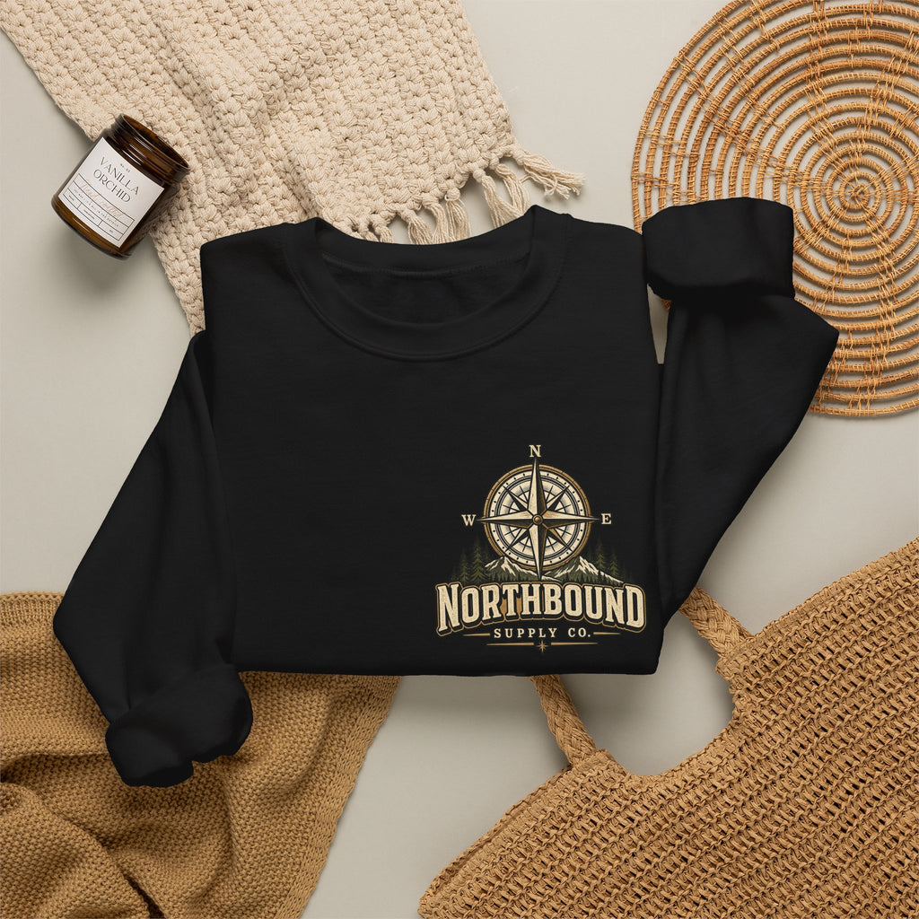 NS-005 Into The Wild Crewneck Sweatshirt — 'Northbound' Supply Co.  Adventure Compass Design