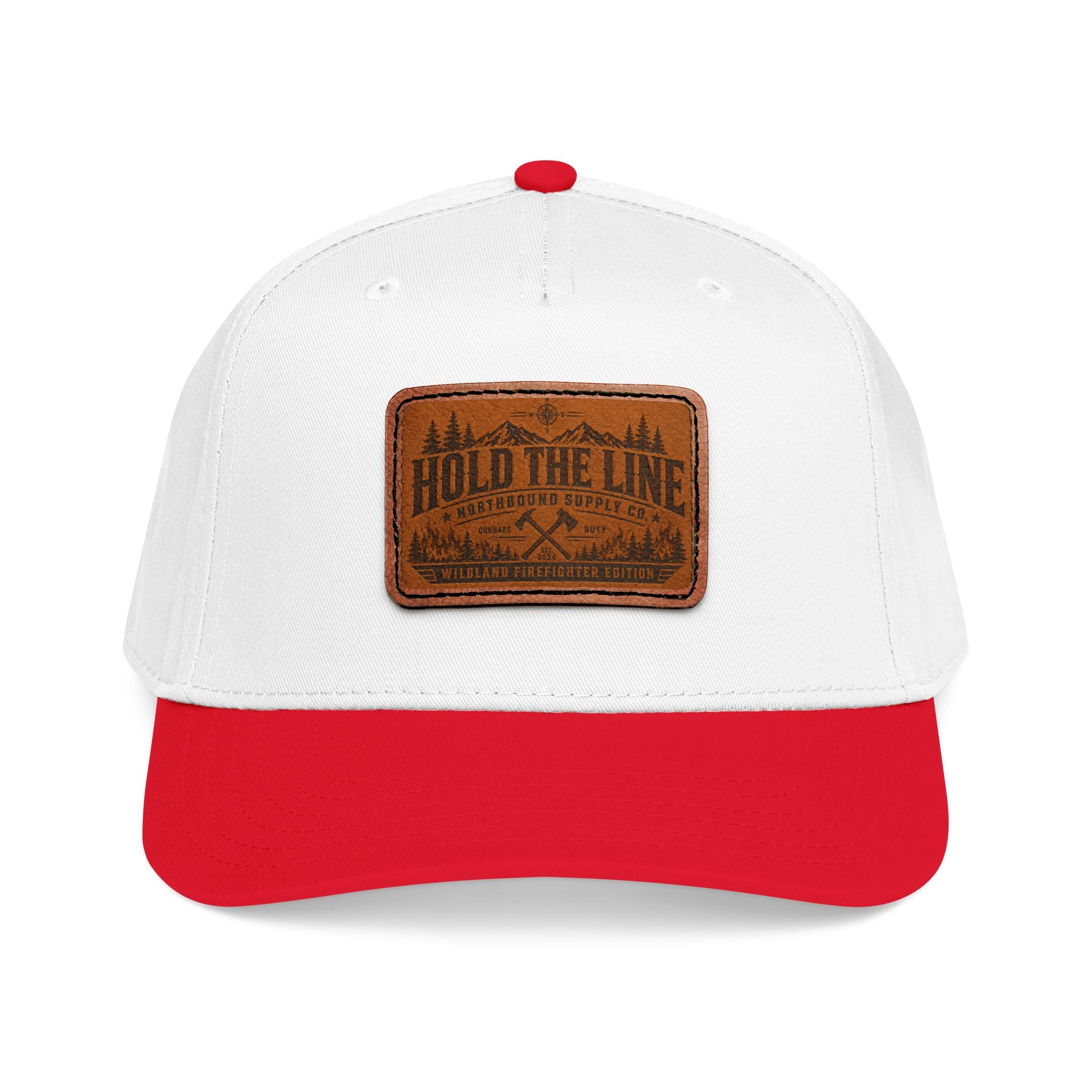 Leather Patch Baseball Cap — 'Hold the Line' Outdoor Trucker Hat