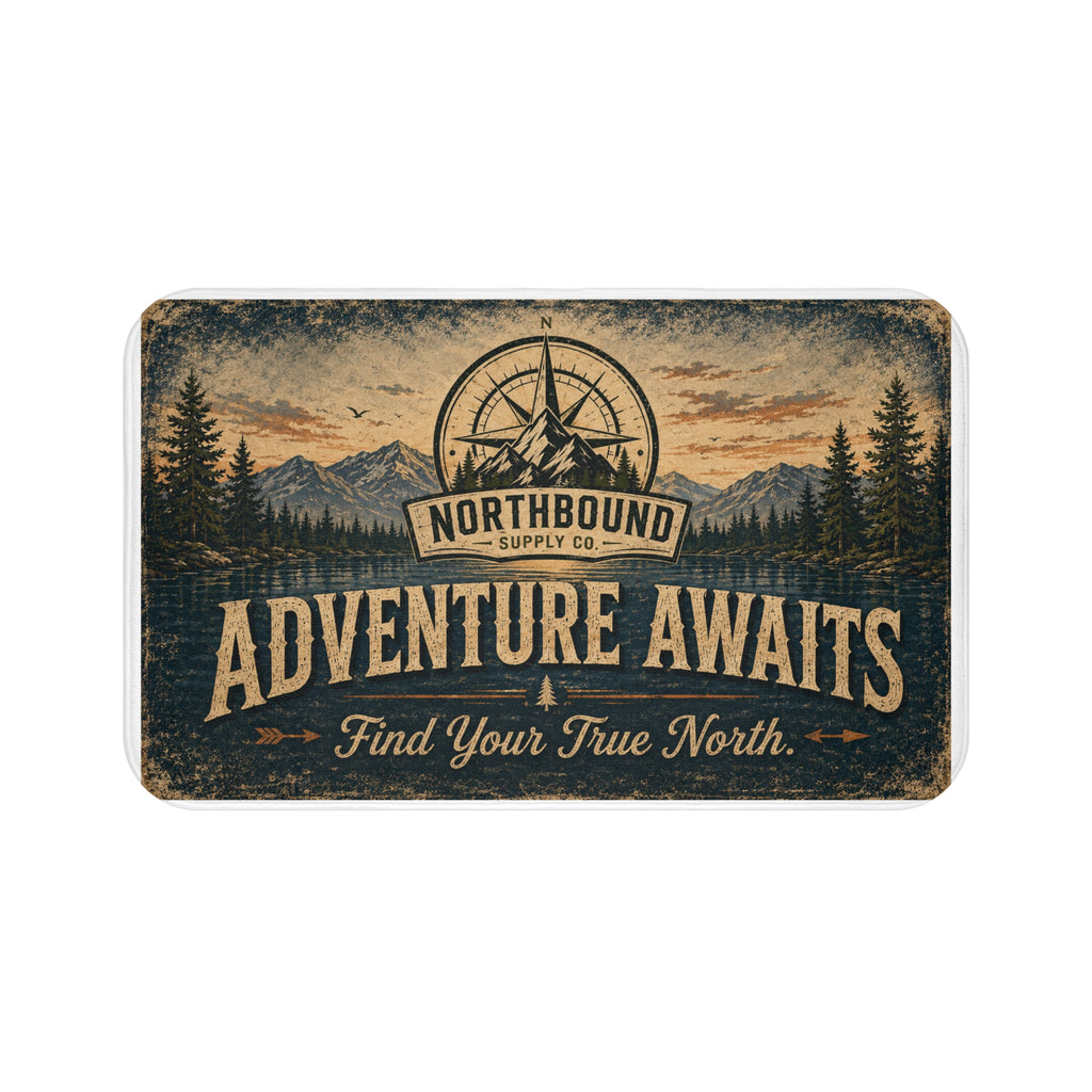 BM-002 Adventure Awaits Bath Mat — 'Find Your True North'
