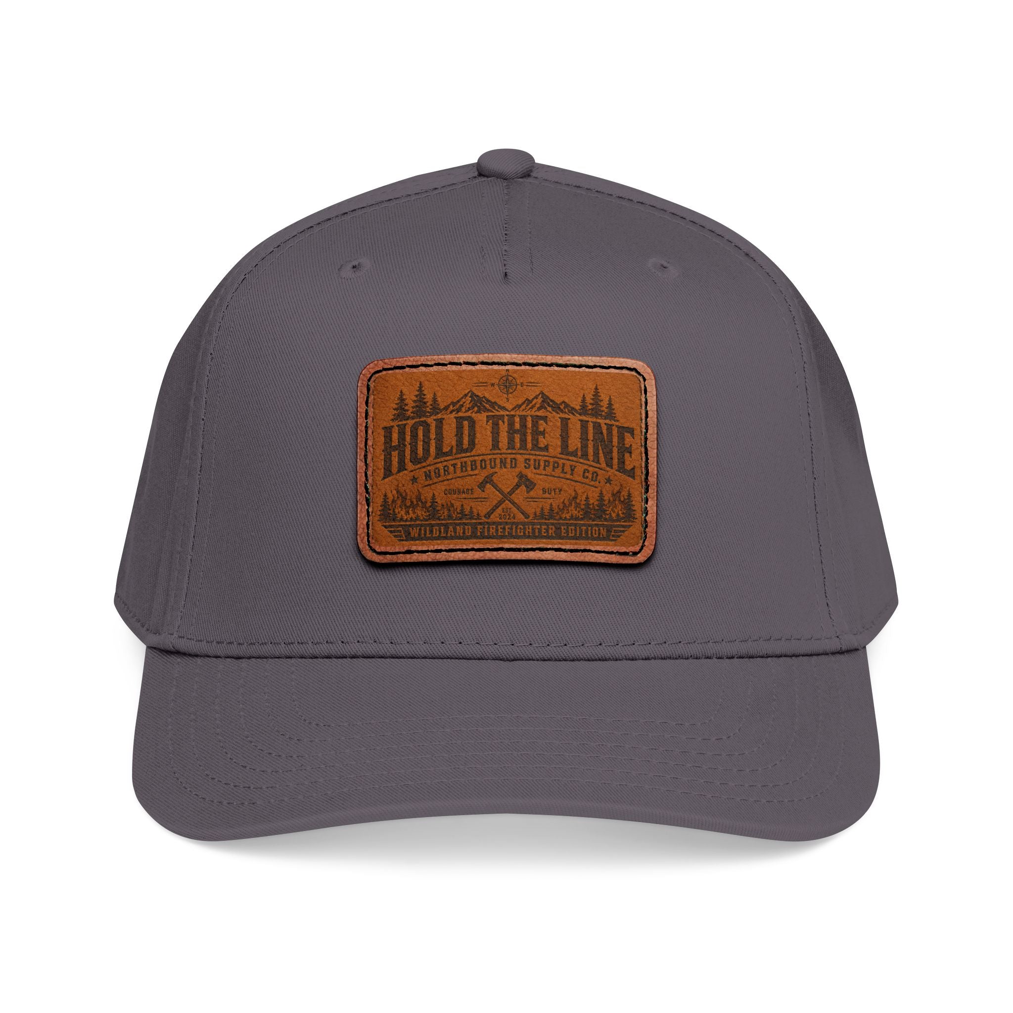 Leather Patch Baseball Cap — 'Hold the Line' Outdoor Trucker Hat