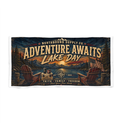BT-002 Adventure Awaits Lake Day Beach Towel Northbound Supply Co.