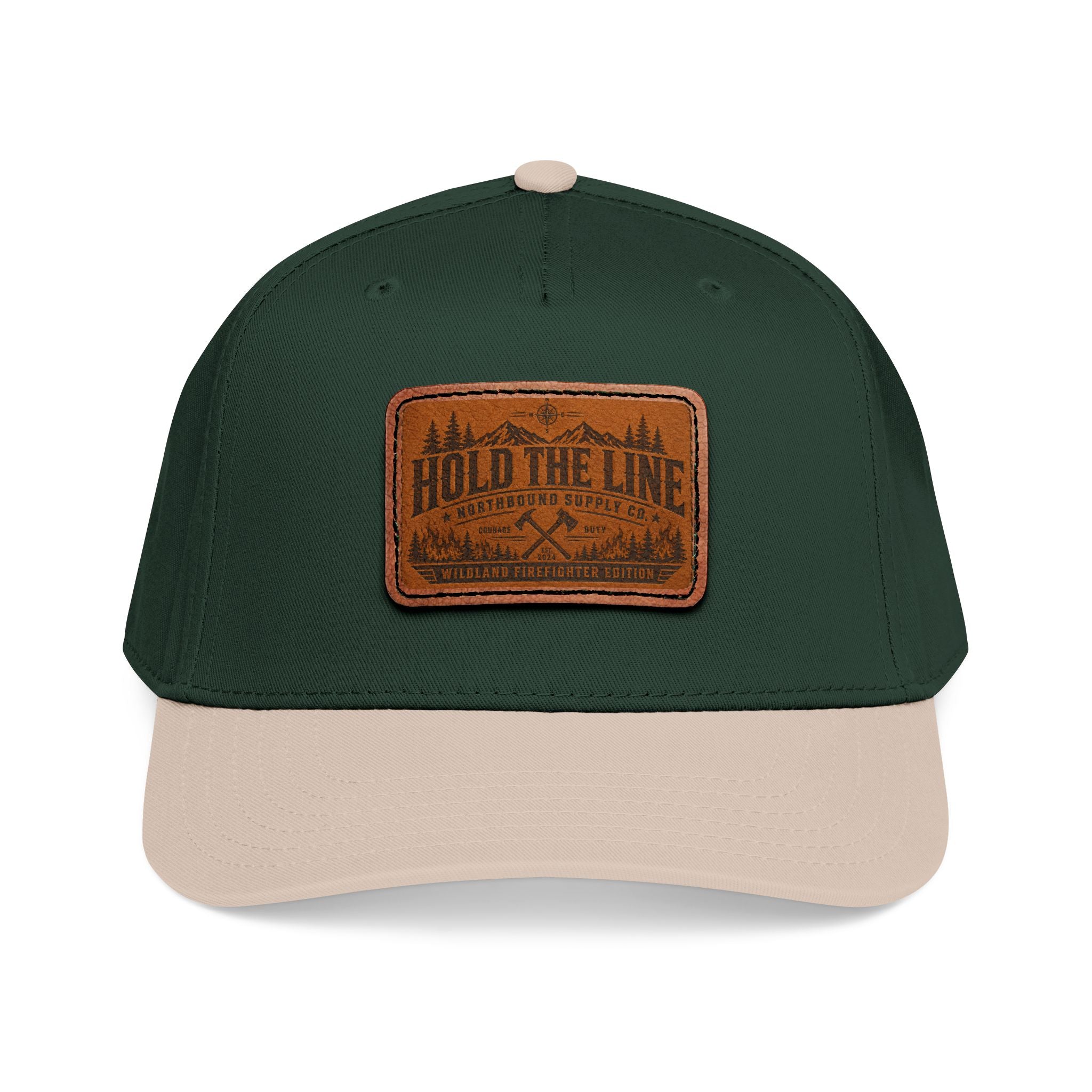 Leather Patch Baseball Cap — 'Hold the Line' Outdoor Trucker Hat