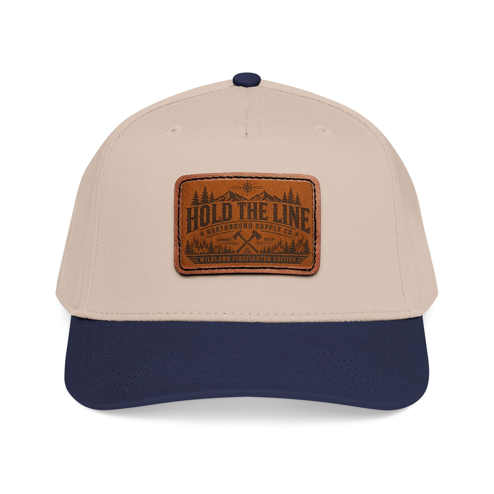 Leather Patch Baseball Cap — 'Hold the Line' Outdoor Trucker Hat