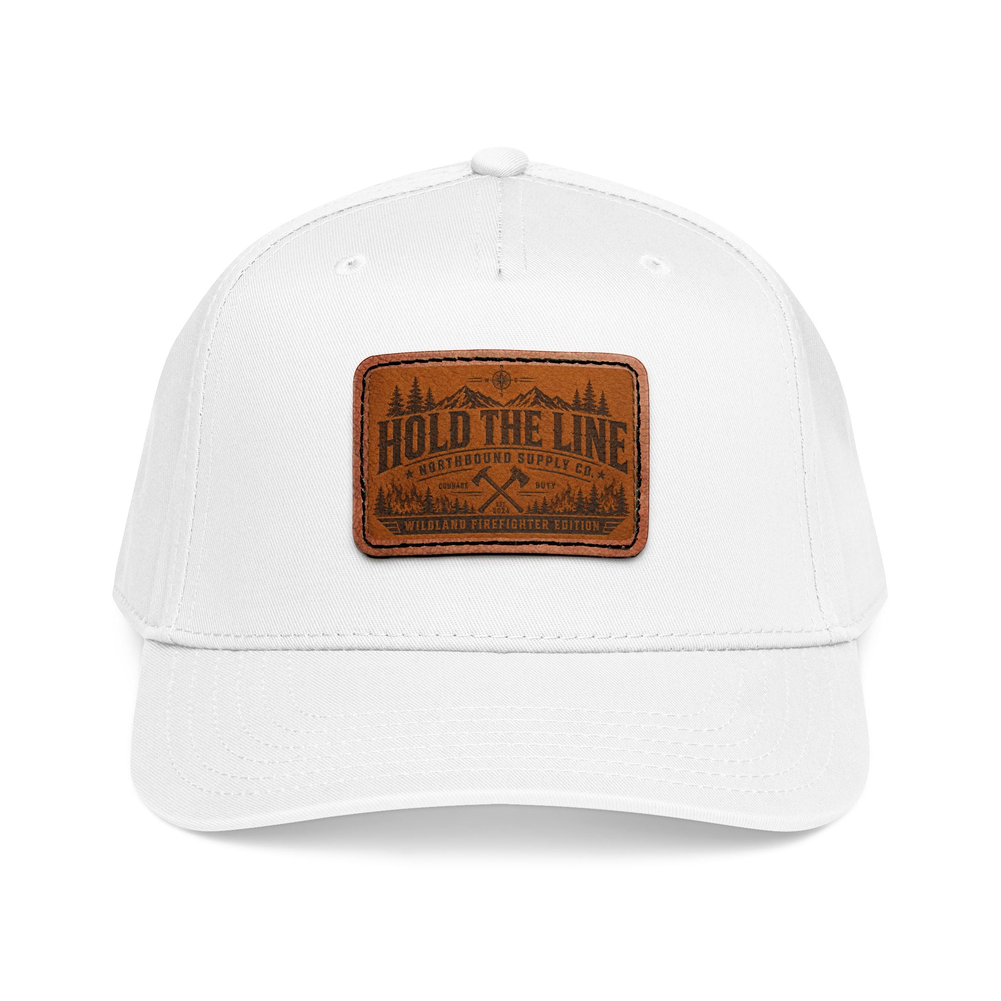 Leather Patch Baseball Cap — 'Hold the Line' Outdoor Trucker Hat