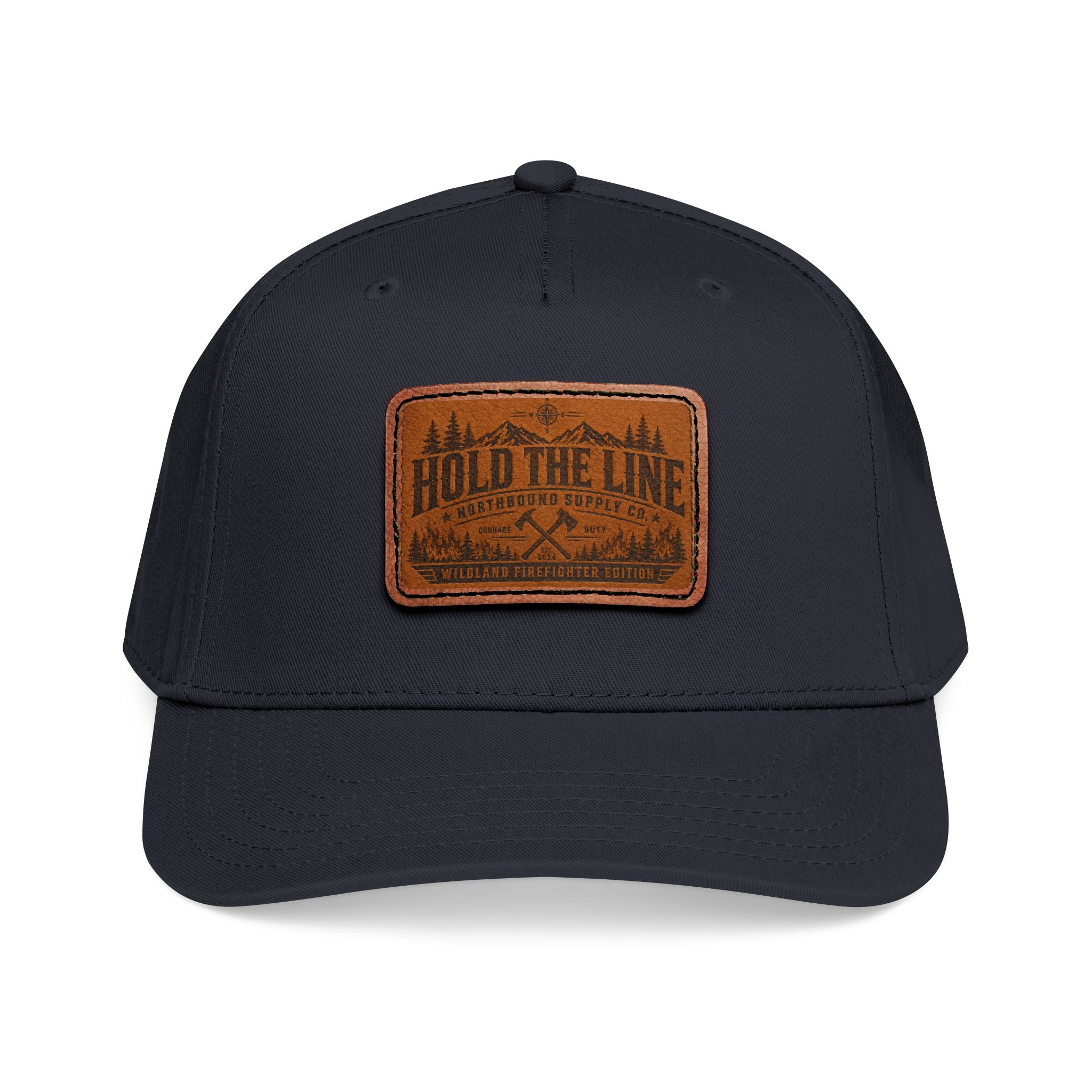 Leather Patch Baseball Cap — 'Hold the Line' Outdoor Trucker Hat
