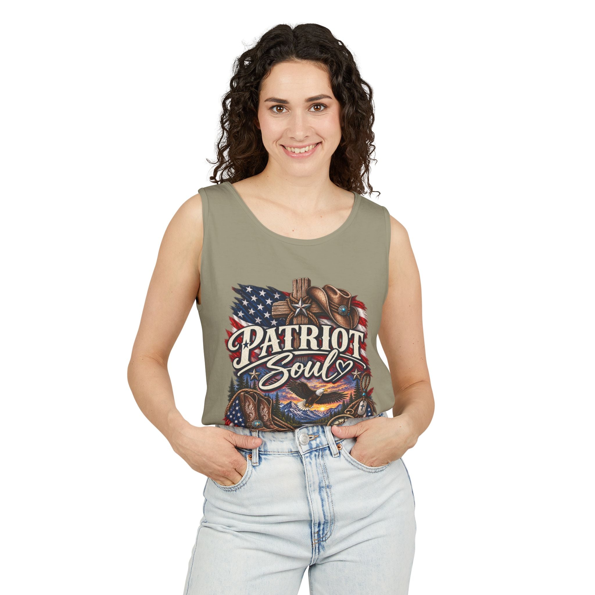 WG-009 Patriot Soul Tank Top —Northbound Supply Co. American Flag Eagle Motorcycle Vintage Graphic