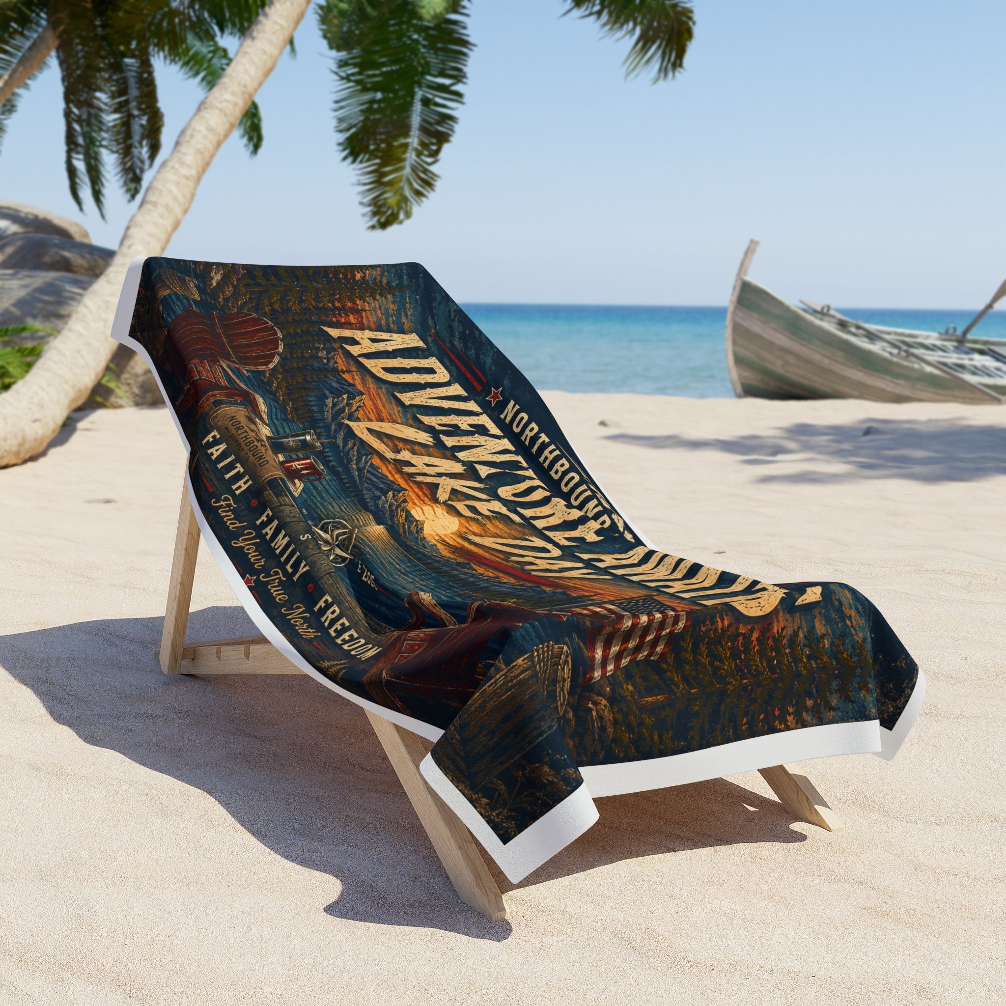 BT-002 Adventure Awaits Lake Day Beach Towel Northbound Supply Co.