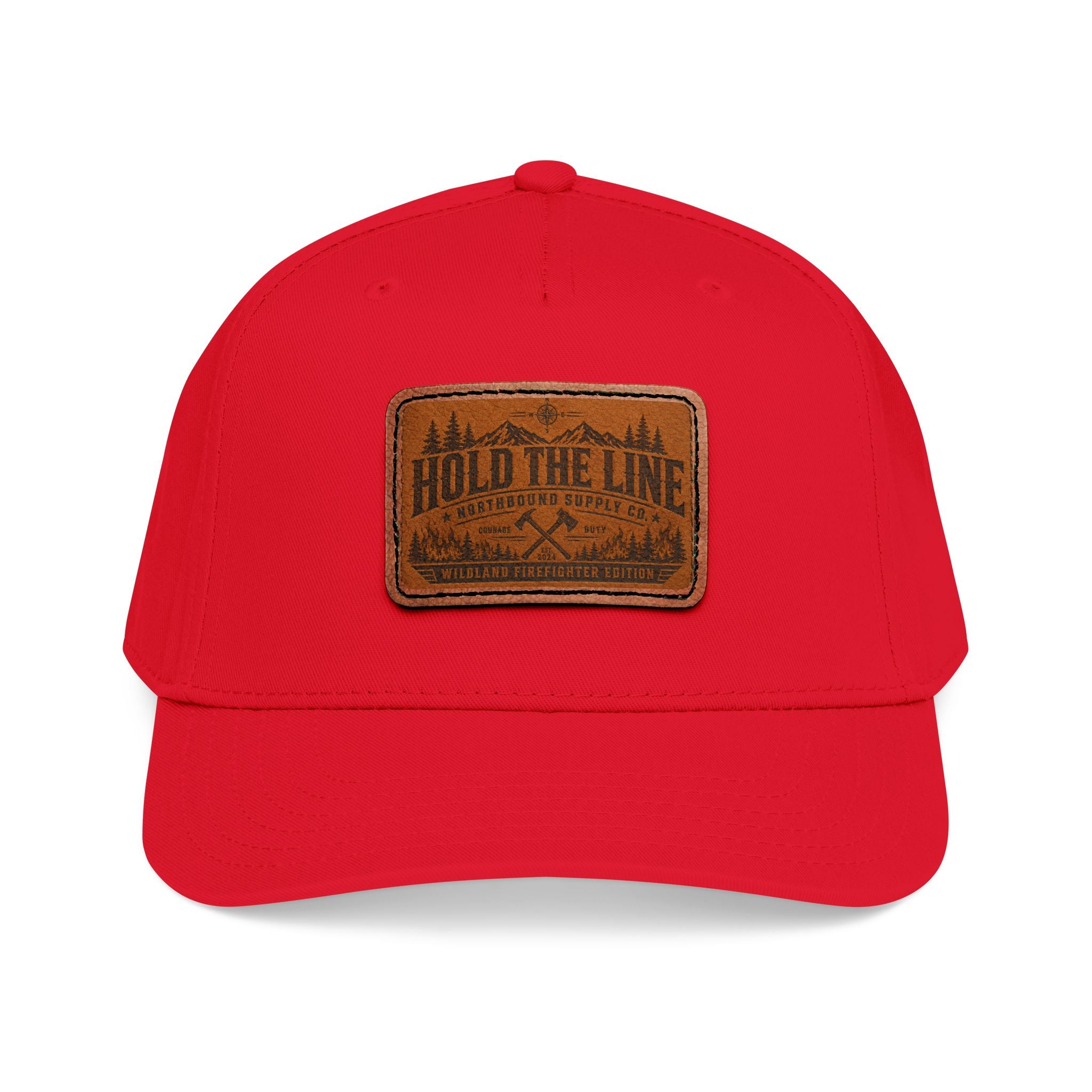 Leather Patch Baseball Cap — 'Hold the Line' Outdoor Trucker Hat